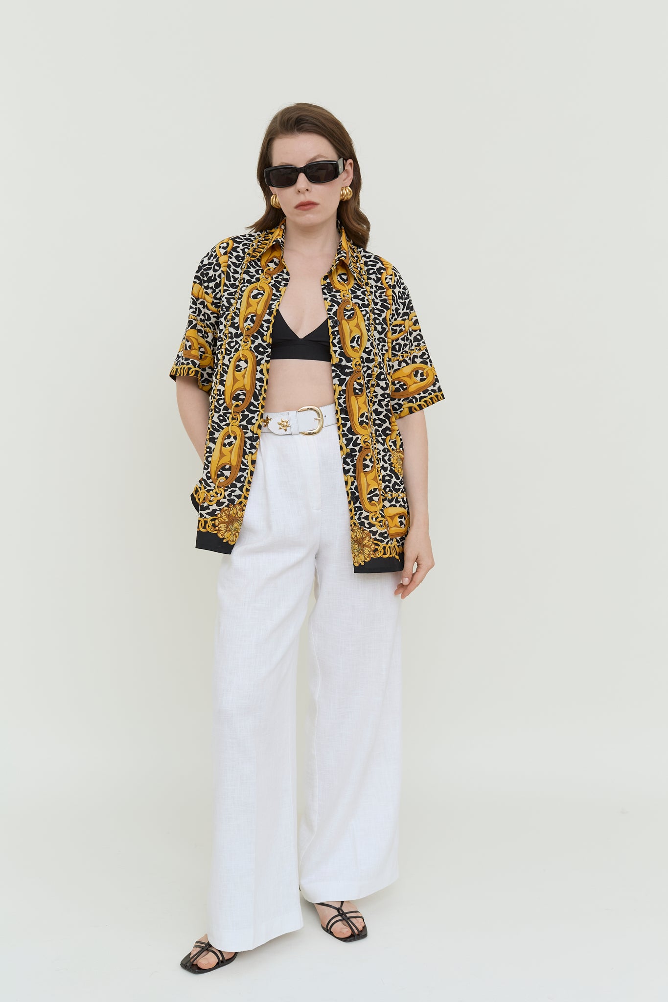 Baroque leopard silk blouse