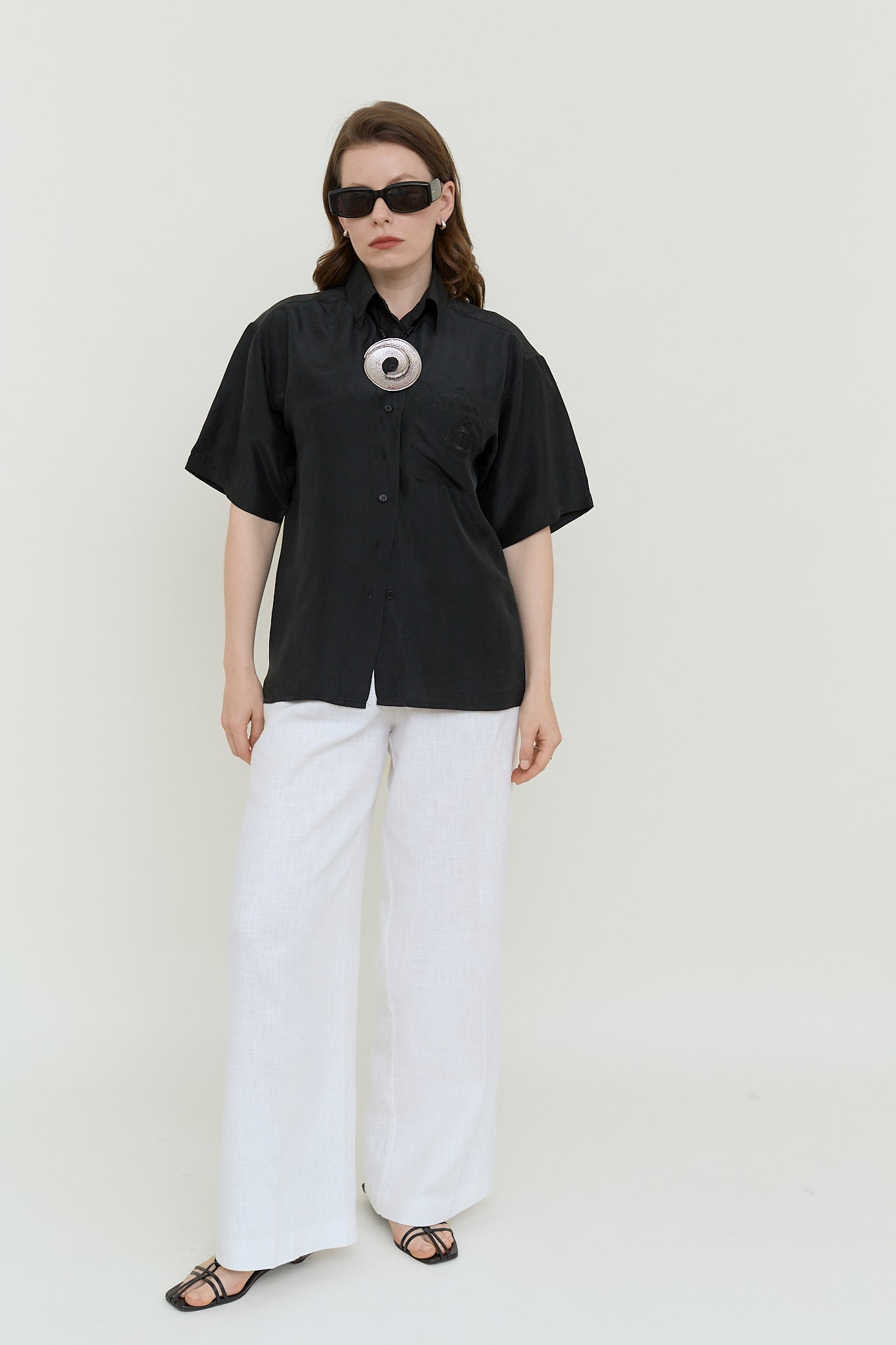 Fluid silk summer blouse