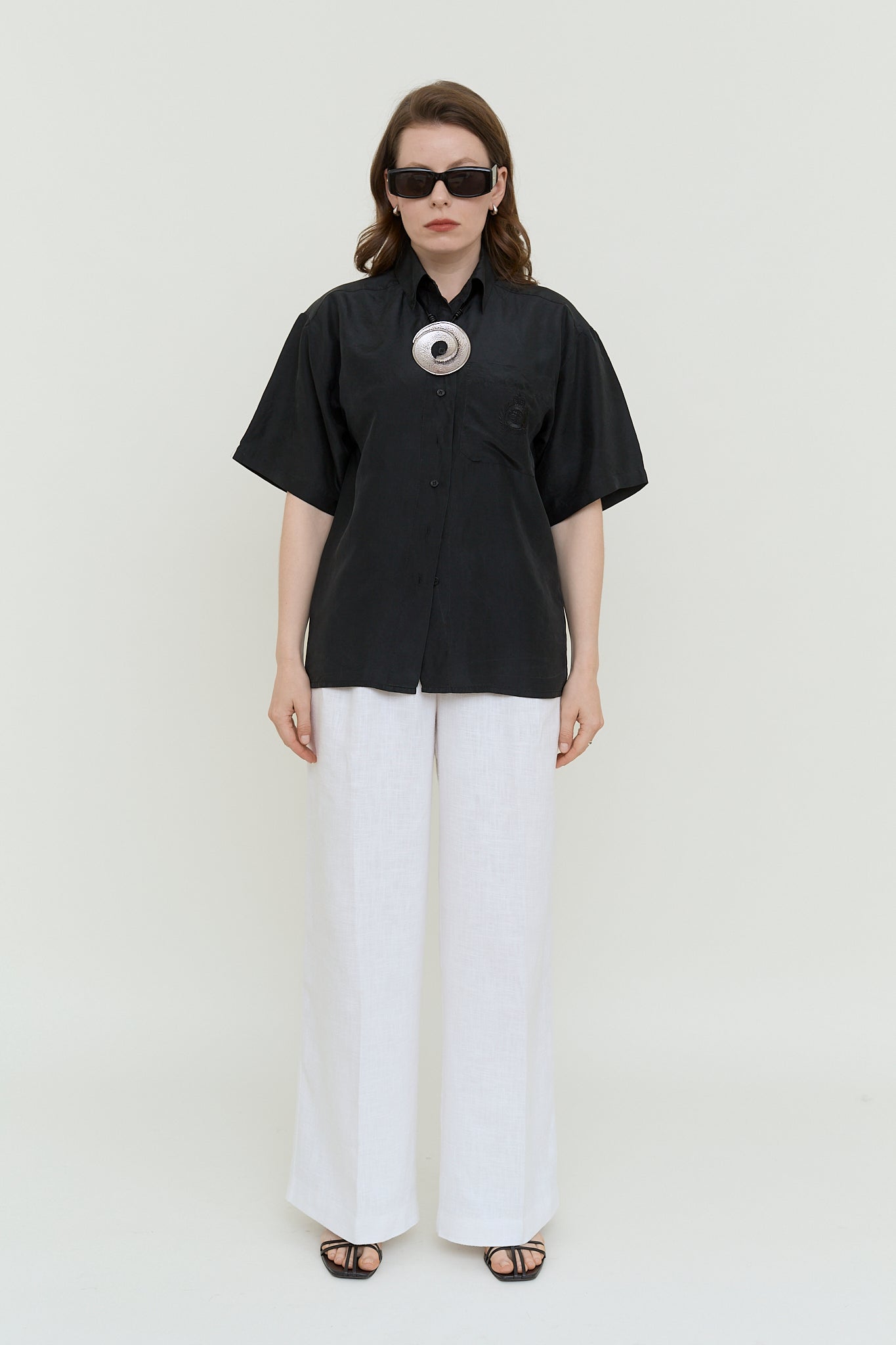Fluid silk summer blouse