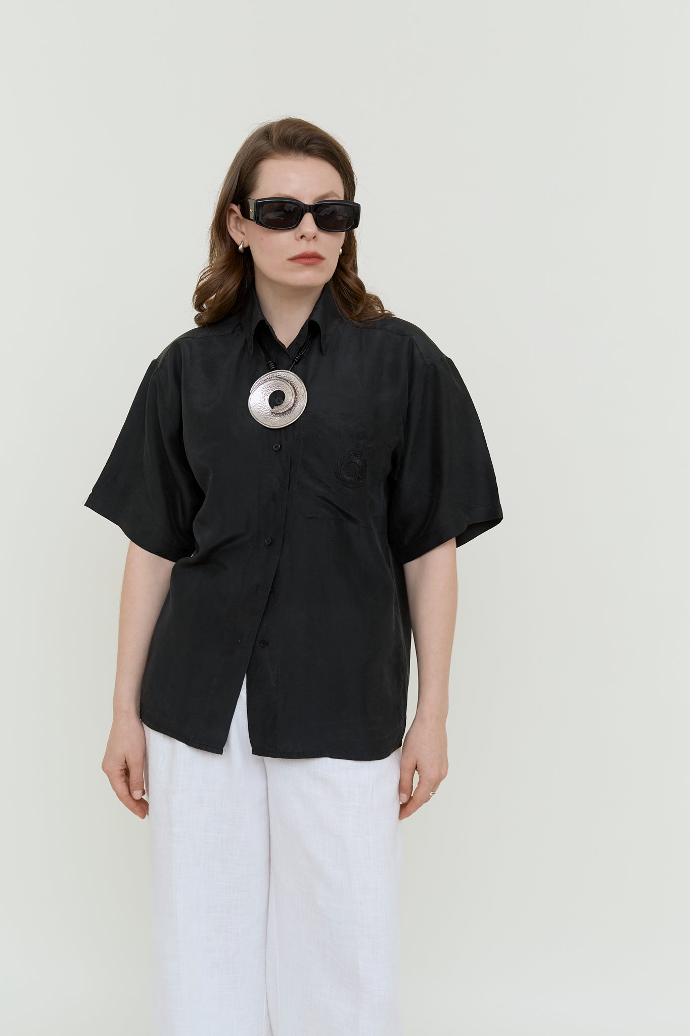 Fluid silk summer blouse