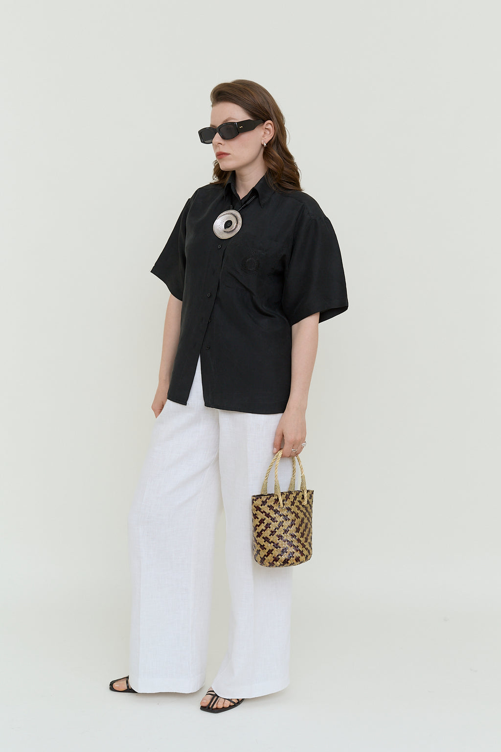 Fluid silk summer blouse