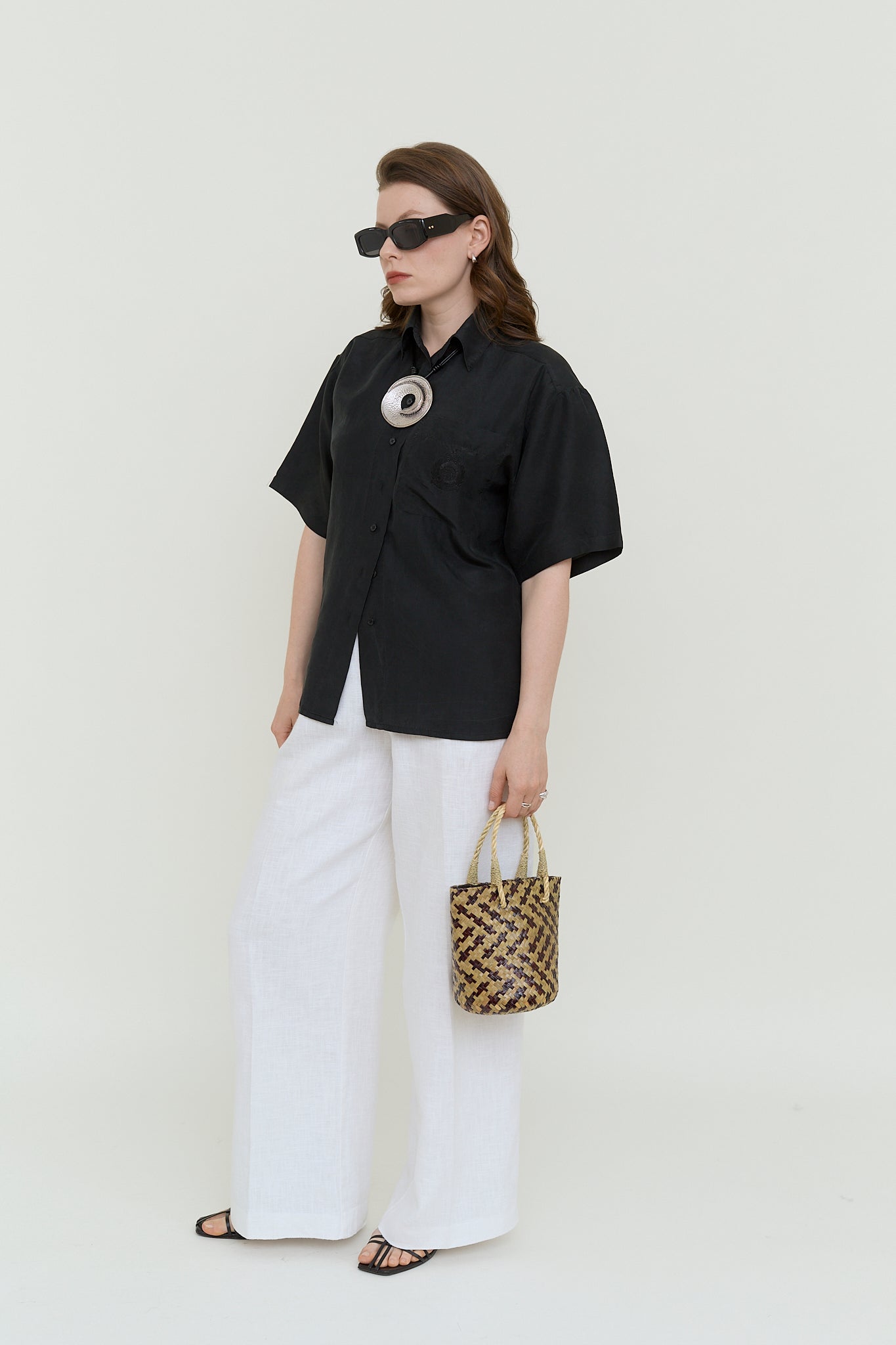 Fluid silk summer blouse