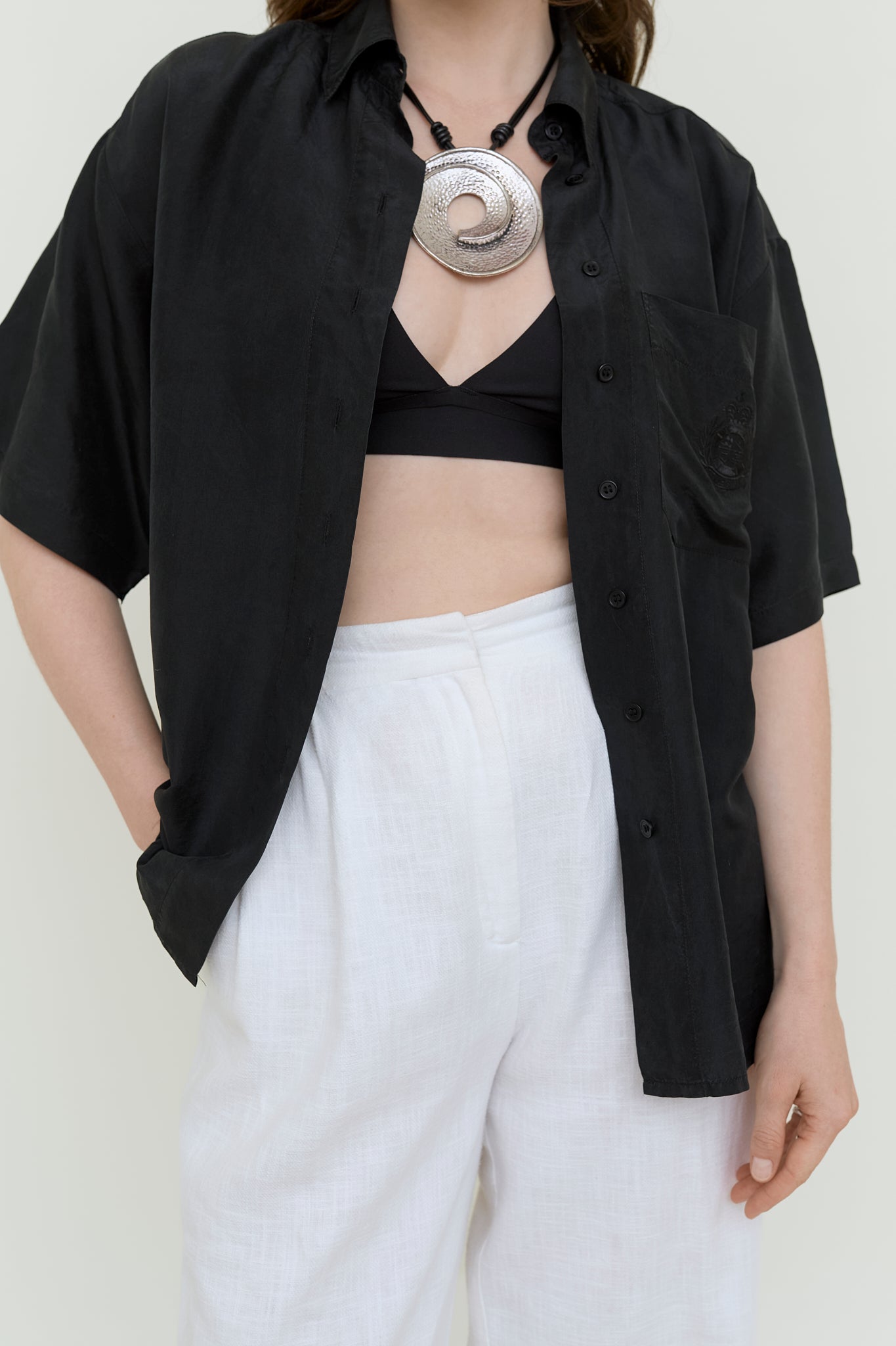 Fluid silk summer blouse