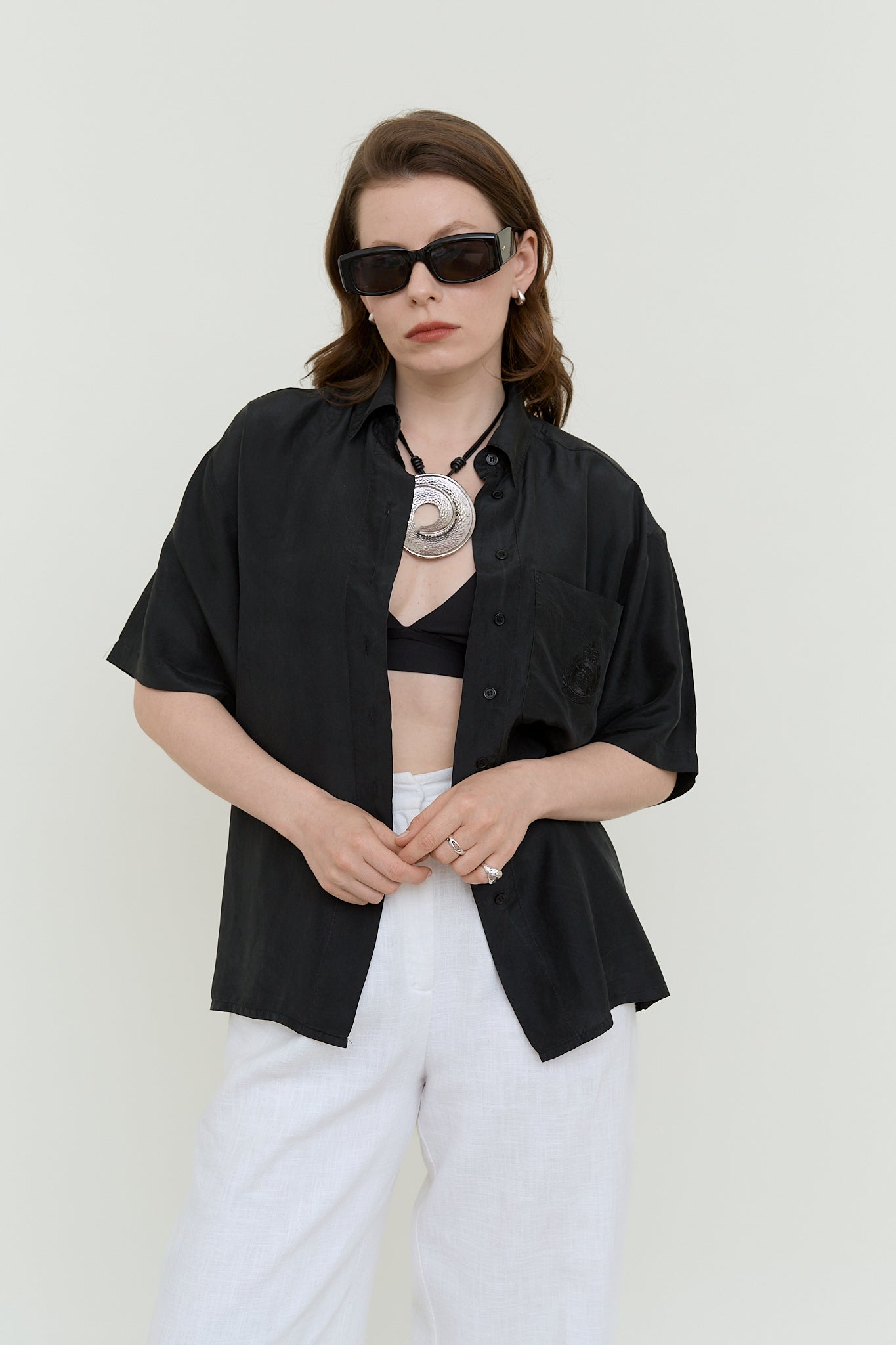 Fluid silk summer blouse