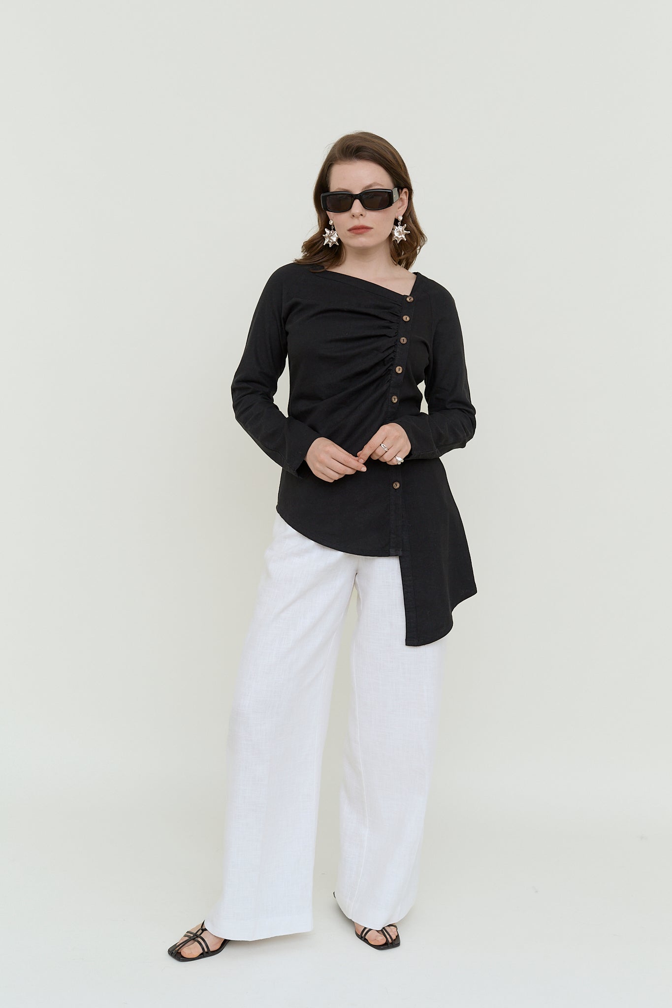 Asymmertric linen blouse