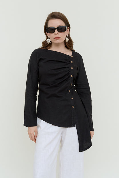 Asymmertric linen blouse