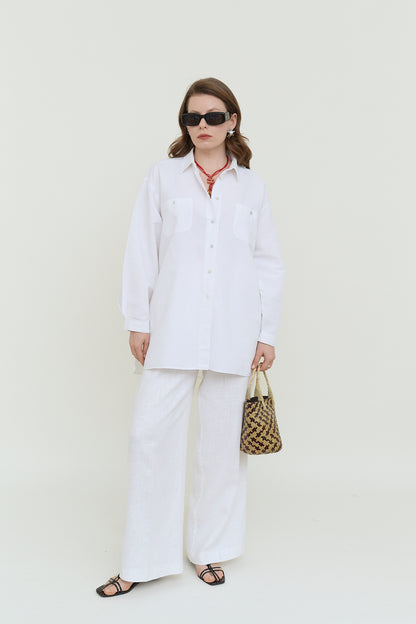 Balloon shaped linen blouse