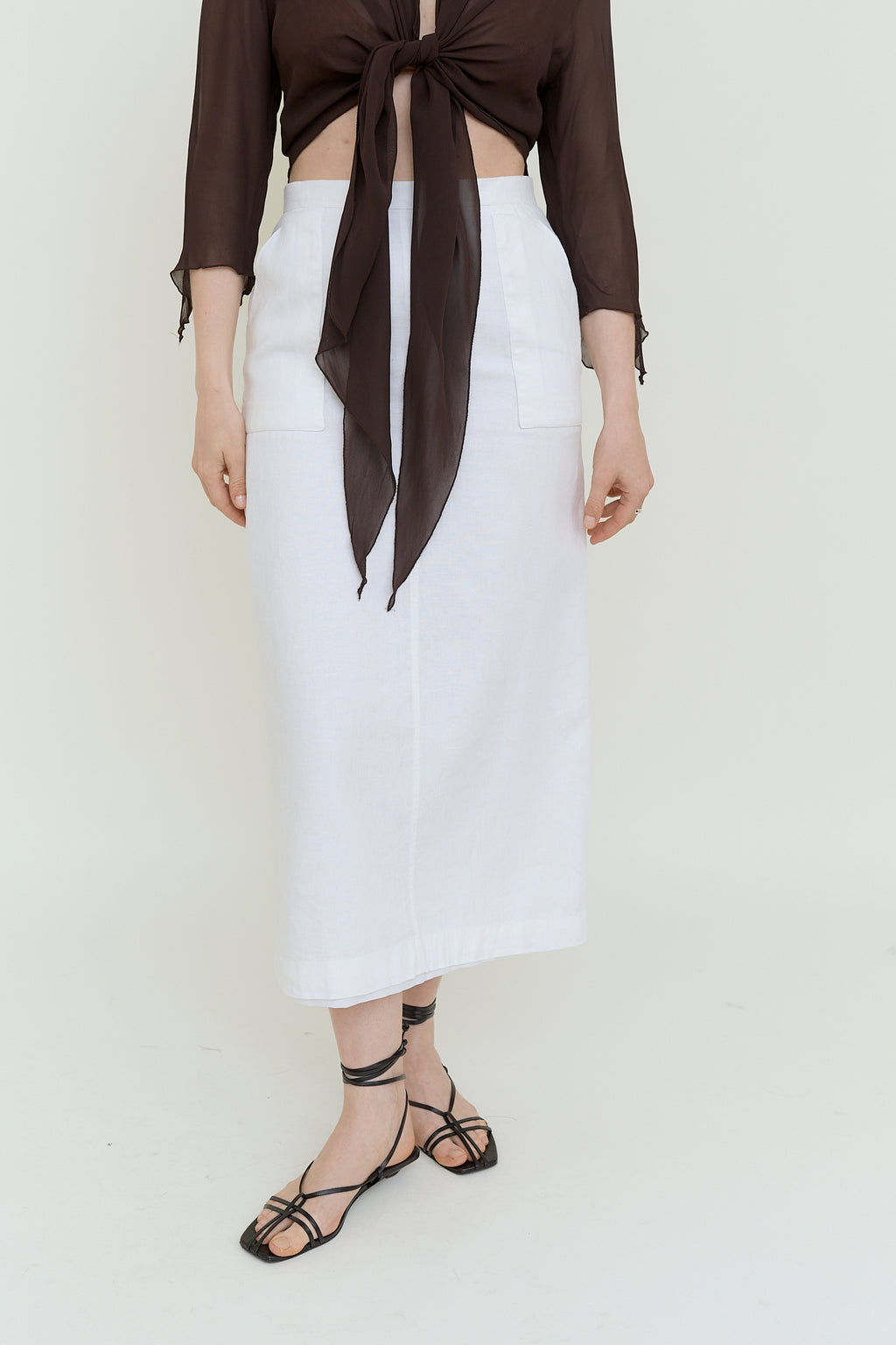 Linen midi skirt