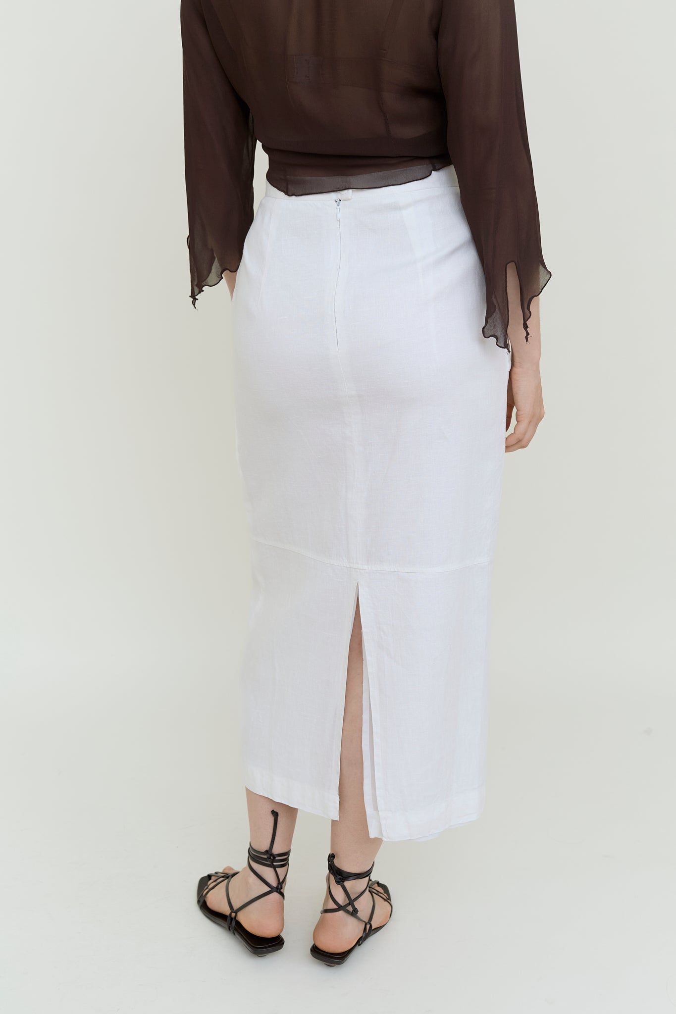 Linen midi skirt