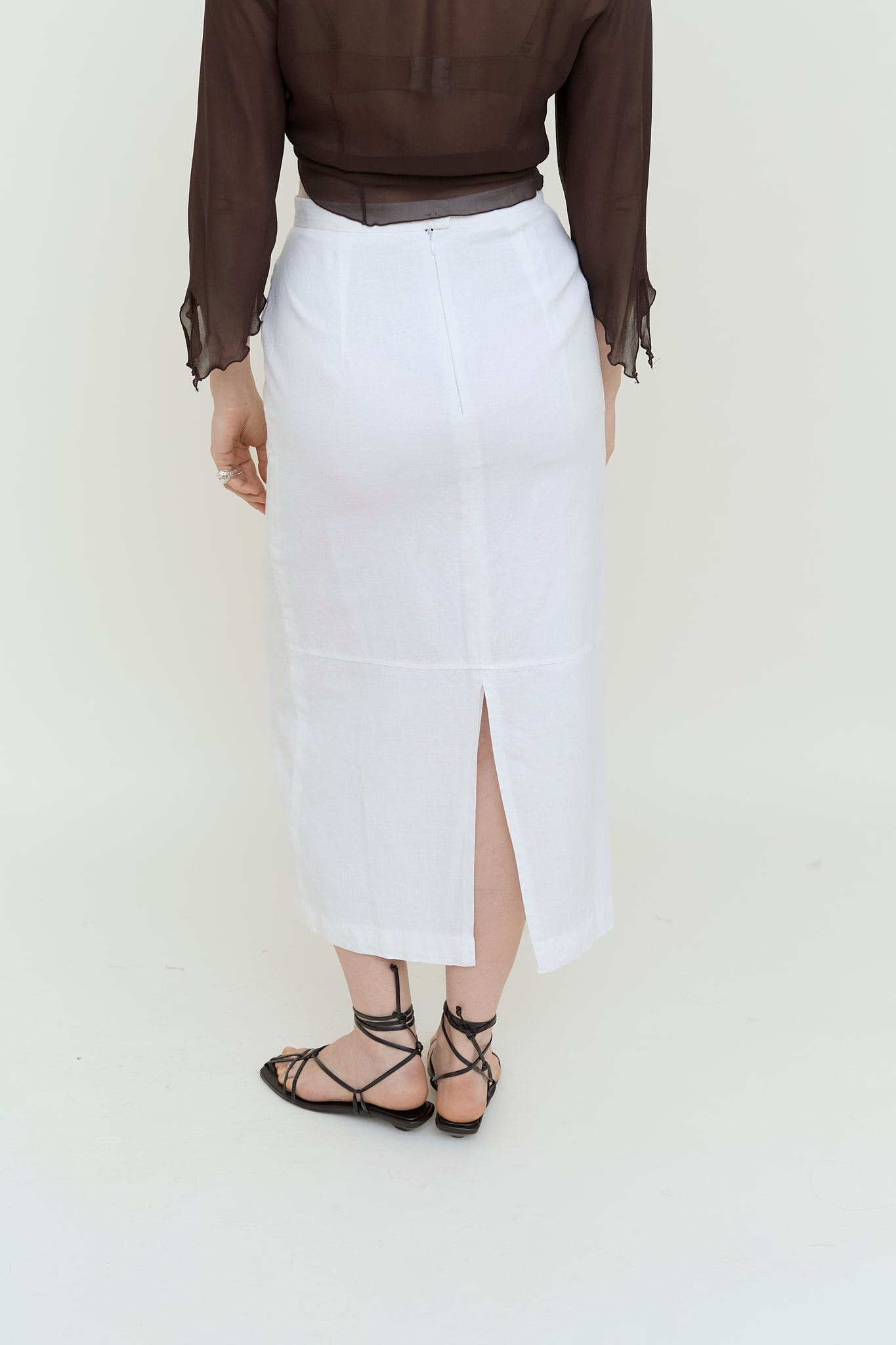 Linen midi skirt