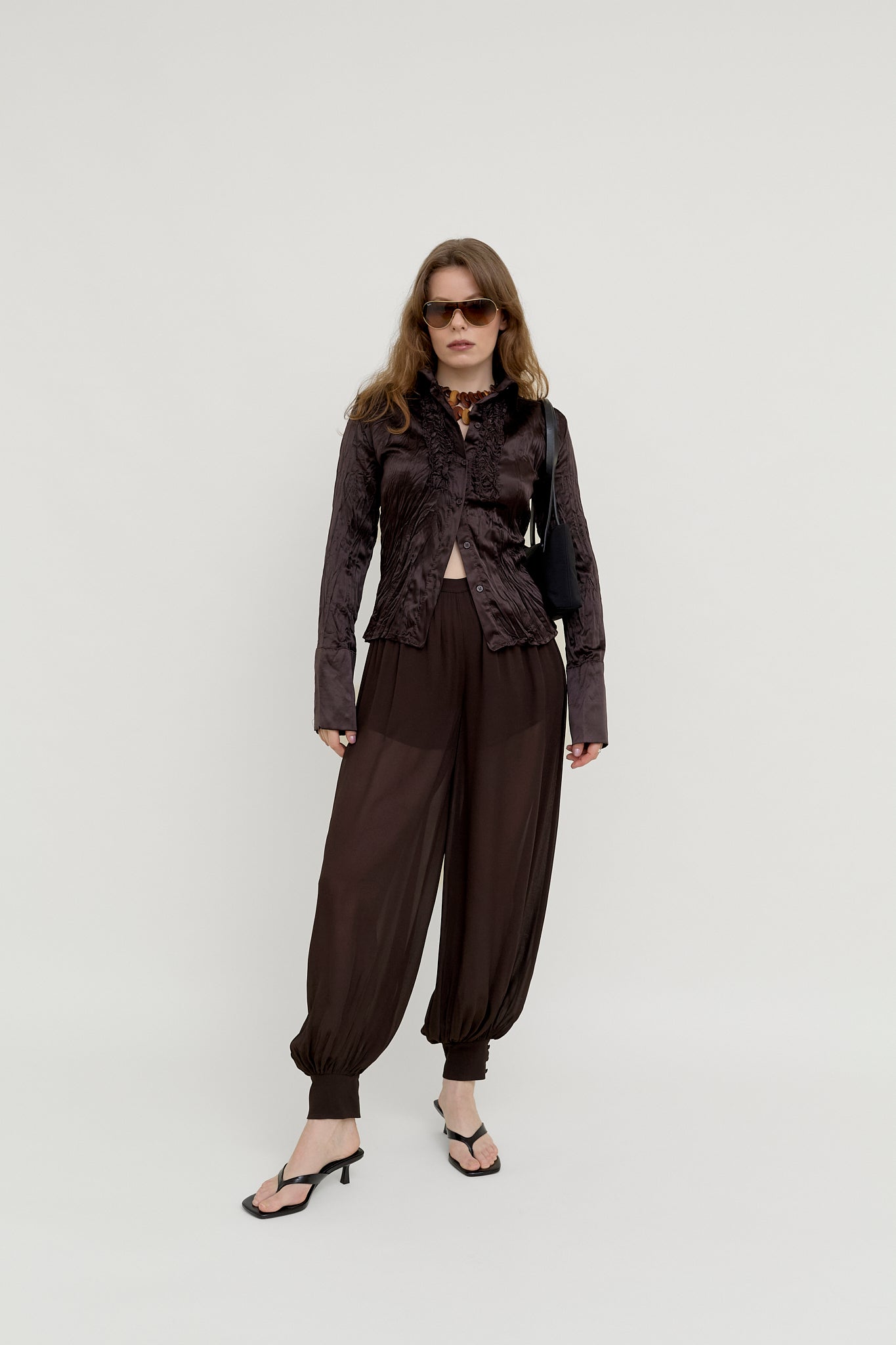 Chocolate ruffle blouse