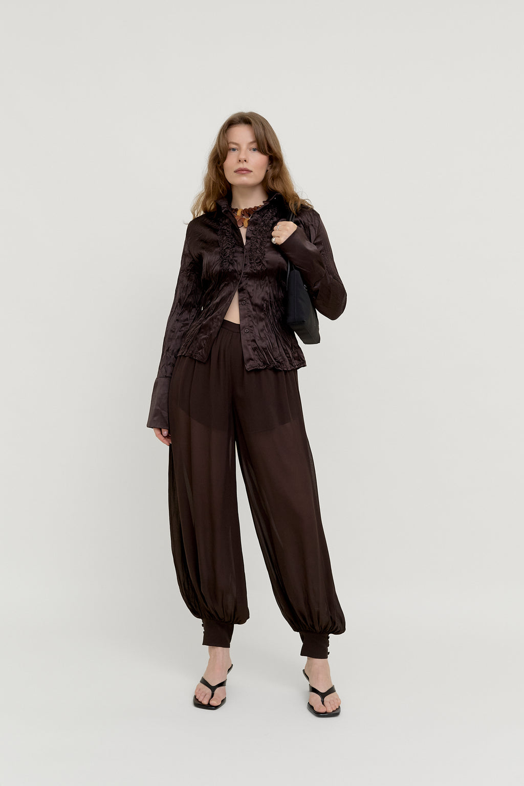 Chocolate ruffle blouse