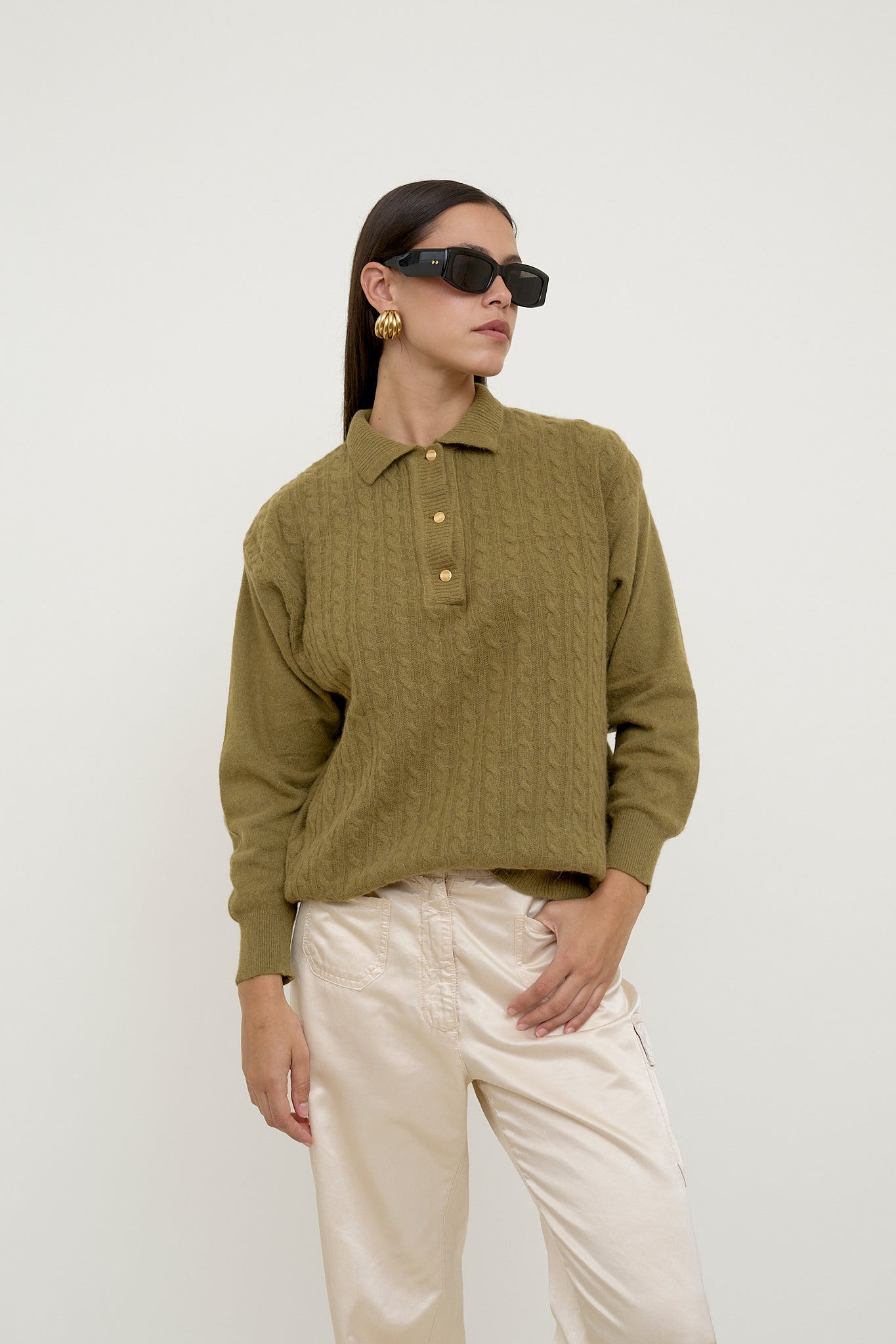 Khaki polo jumper