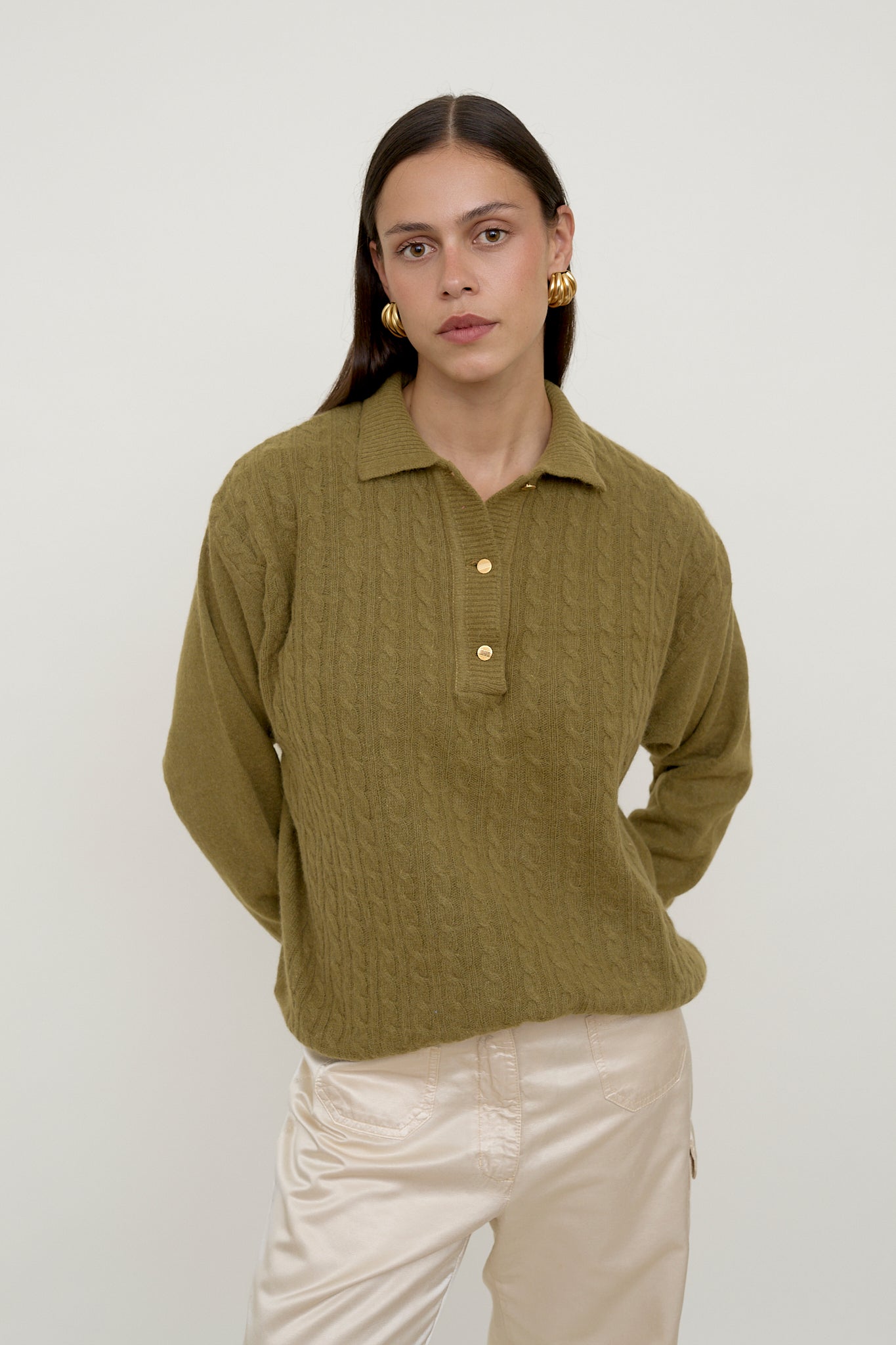 Khaki polo jumper