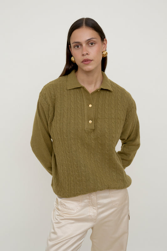 Khaki polo jumper