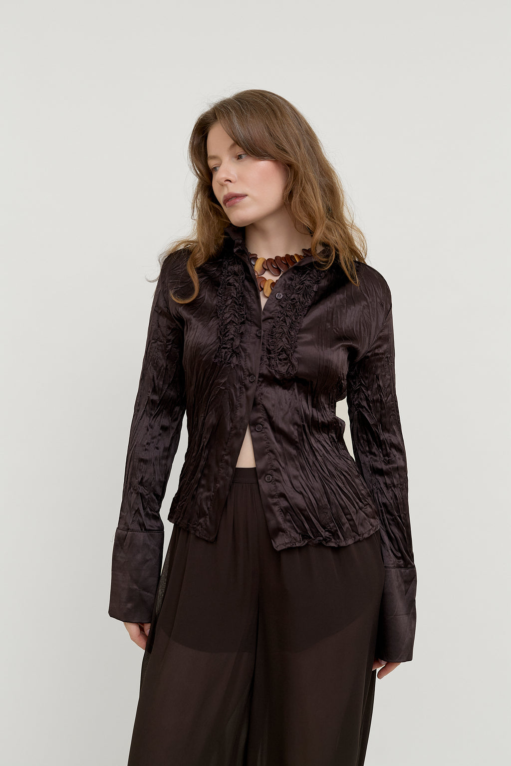 Chocolate ruffle blouse