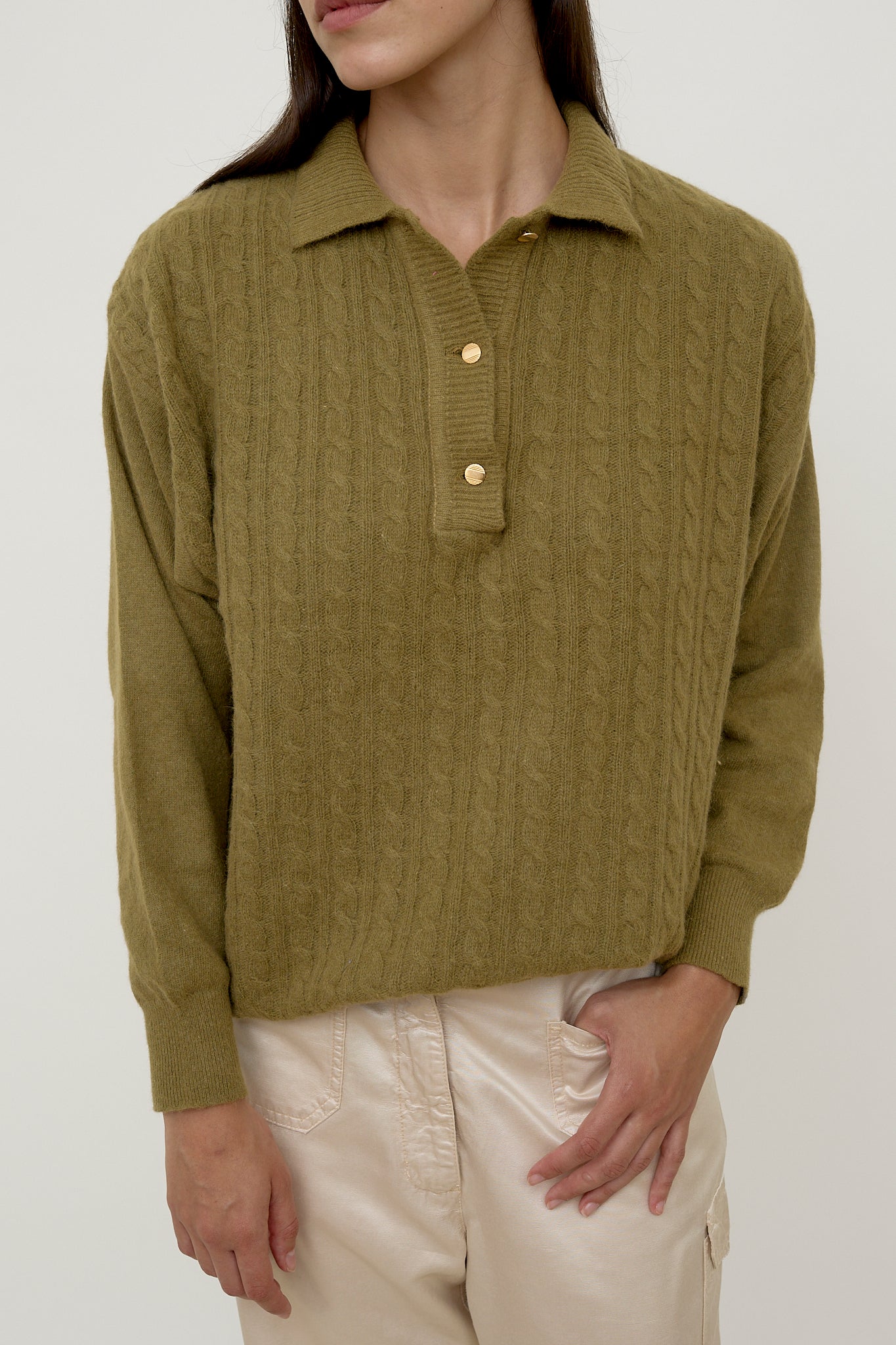 Khaki polo jumper