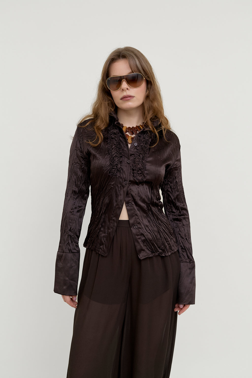 Chocolate ruffle blouse