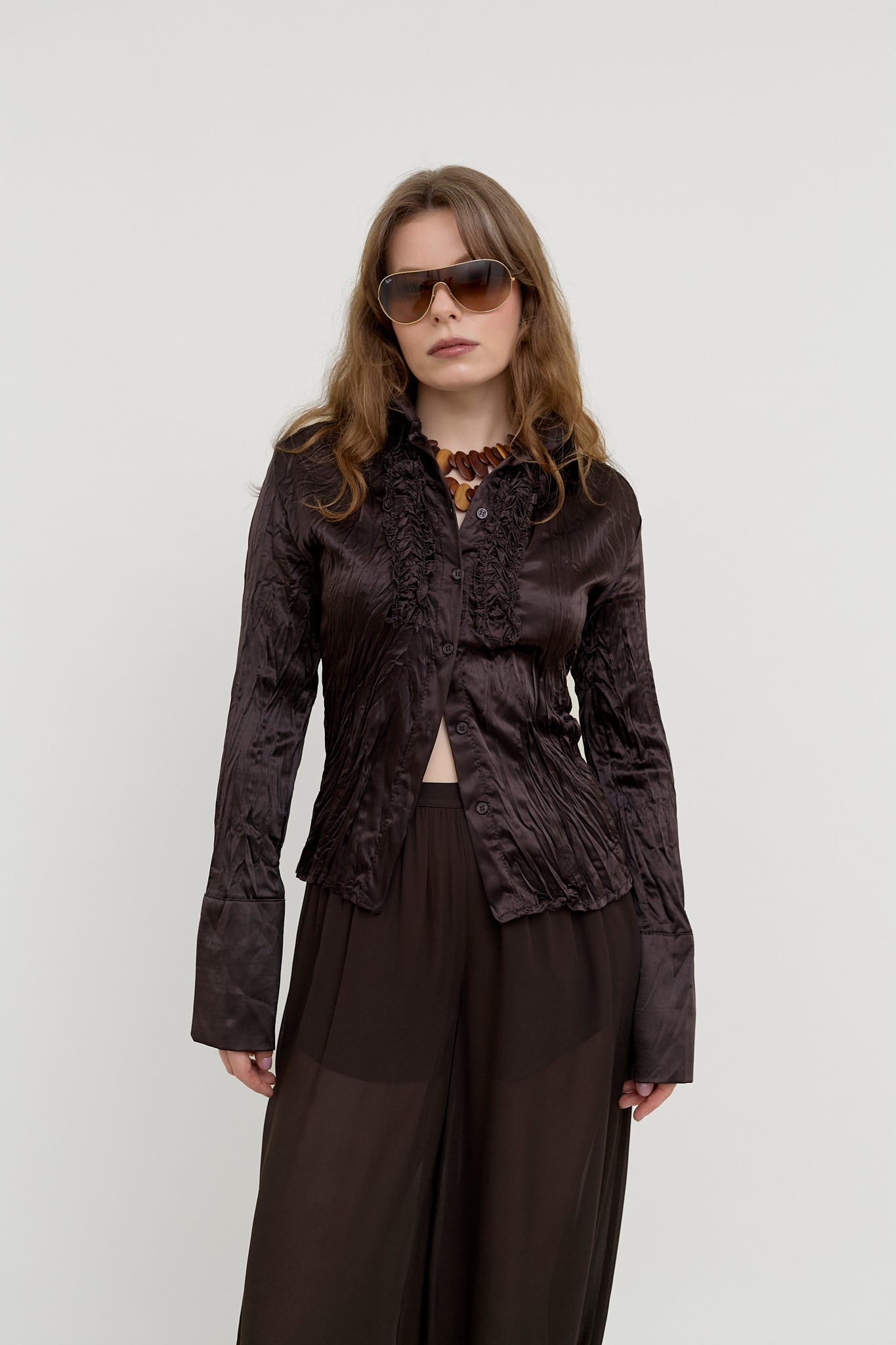 Chocolate ruffle blouse