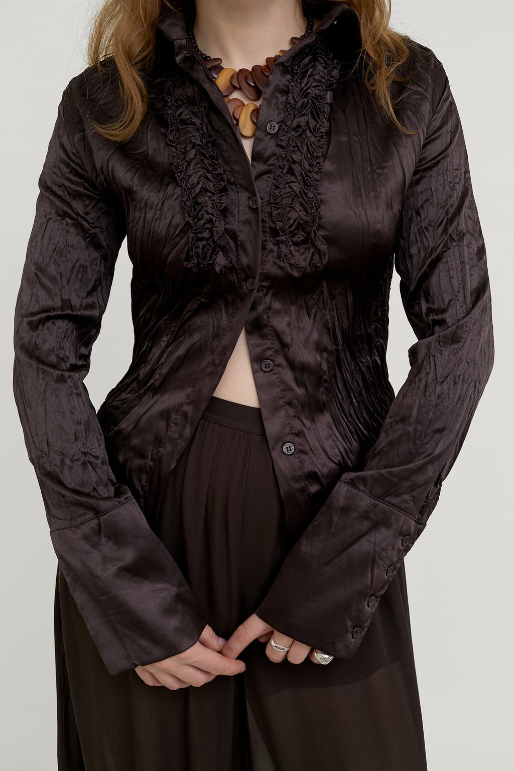 Chocolate ruffle blouse