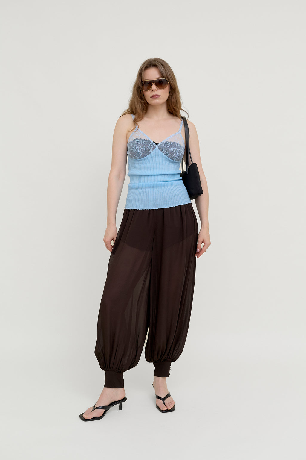 Powder blue lace camisole top