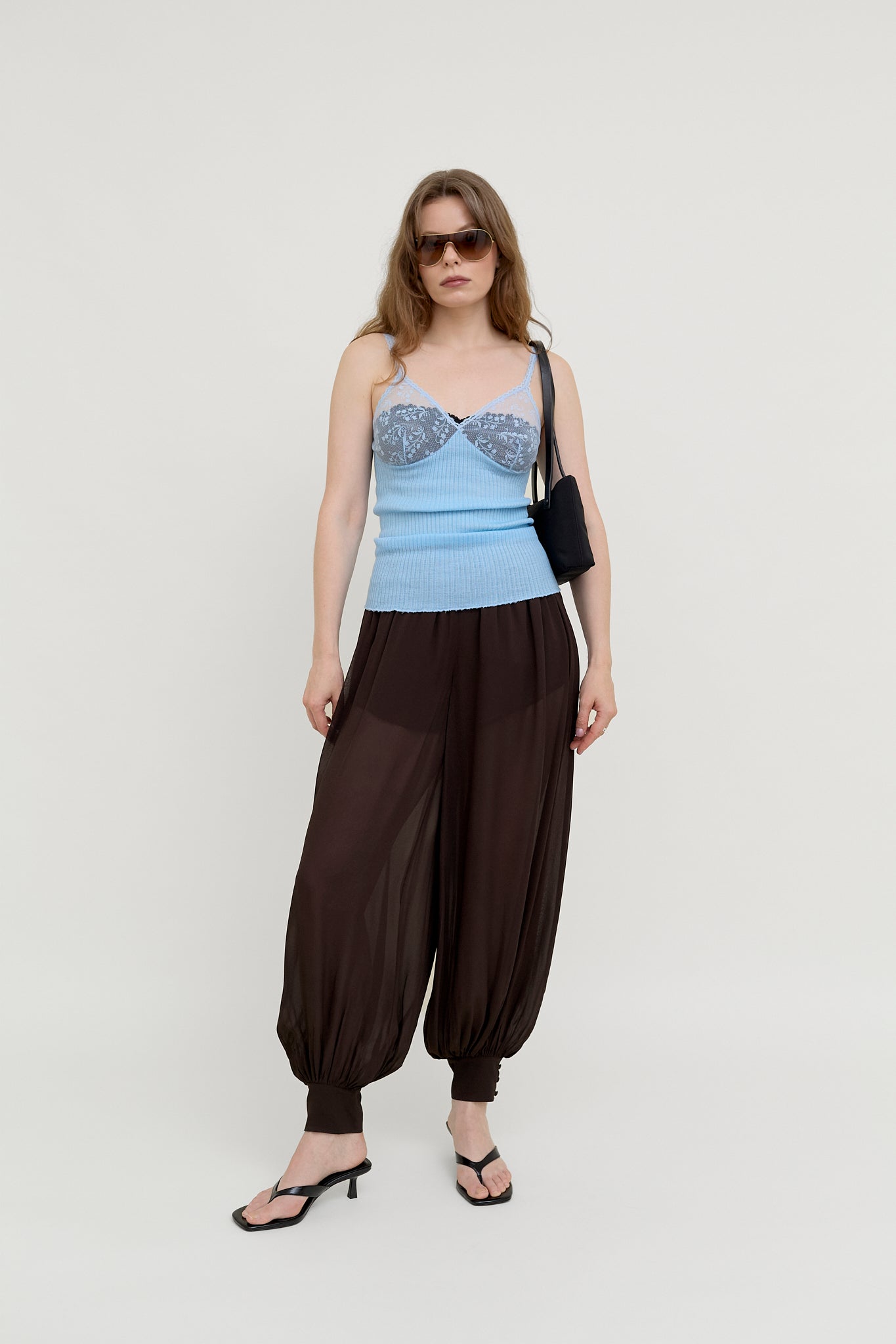 Powder blue lace camisole top