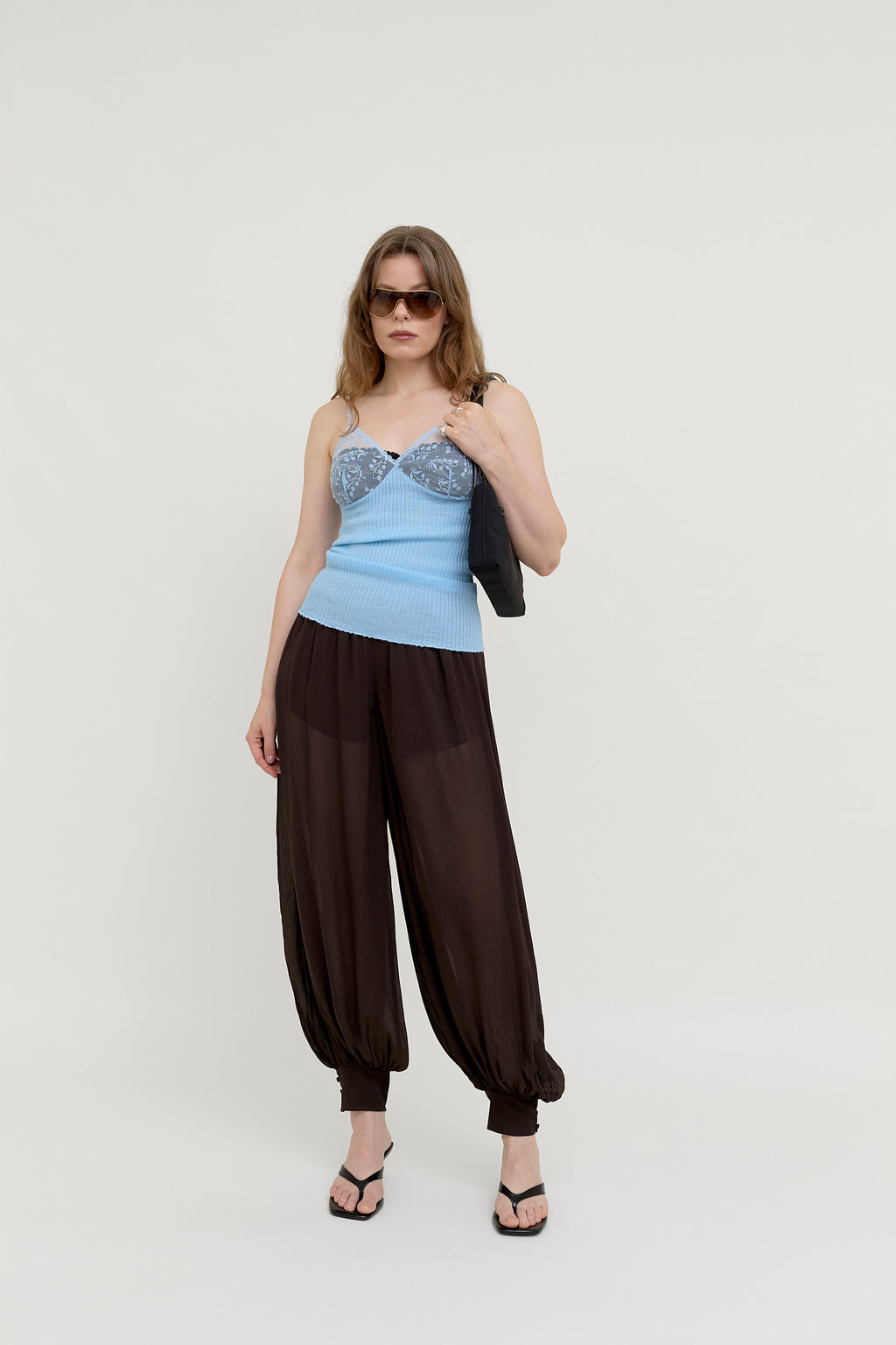 Powder blue lace camisole top