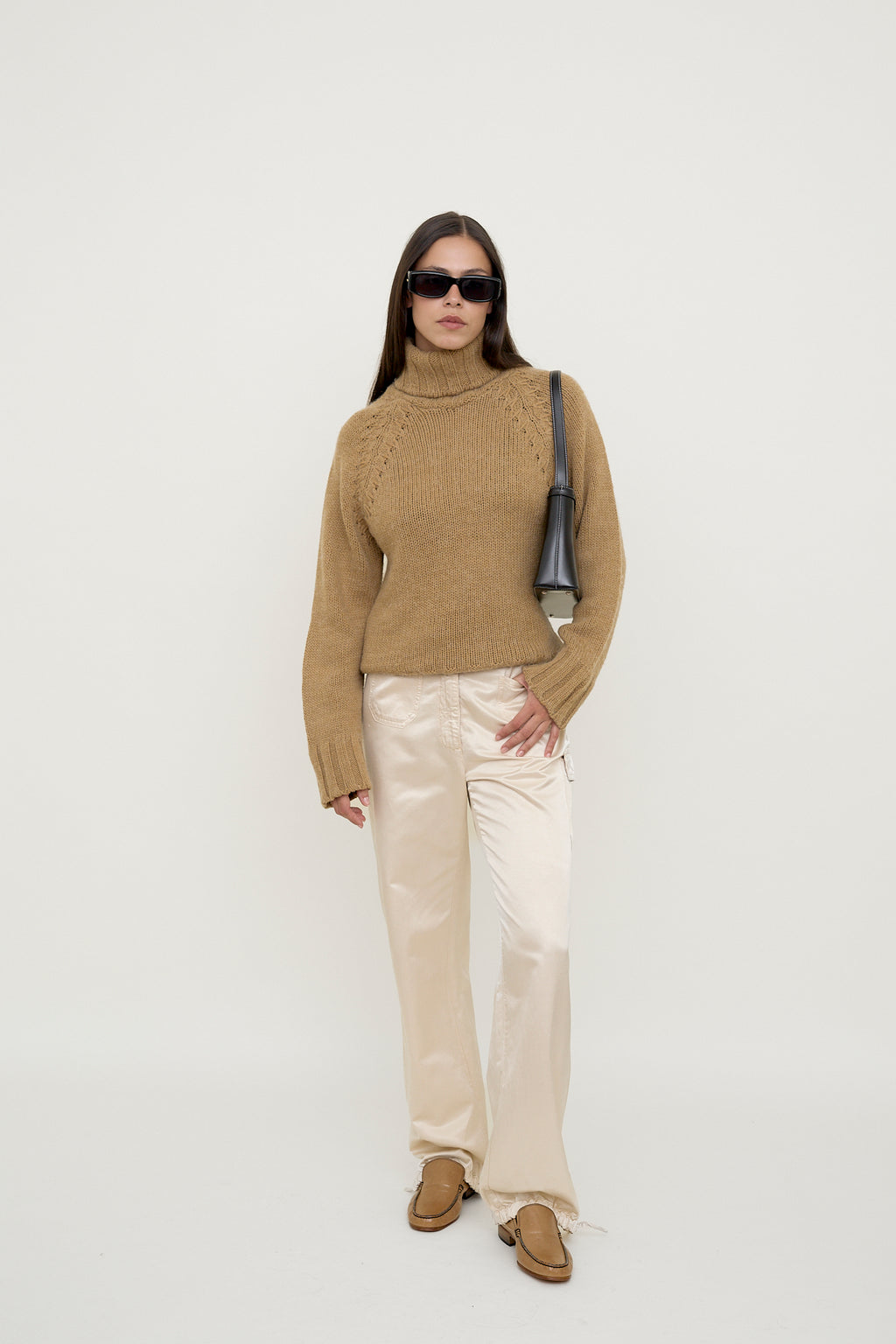 Camel wool turtleneck sweater