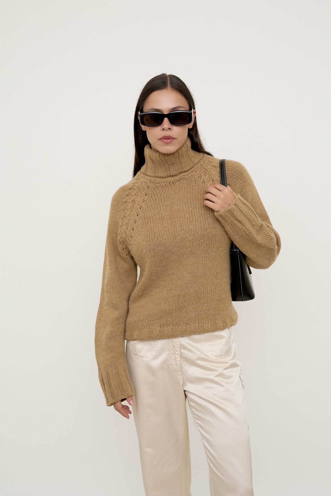 Beige wool turtleneck