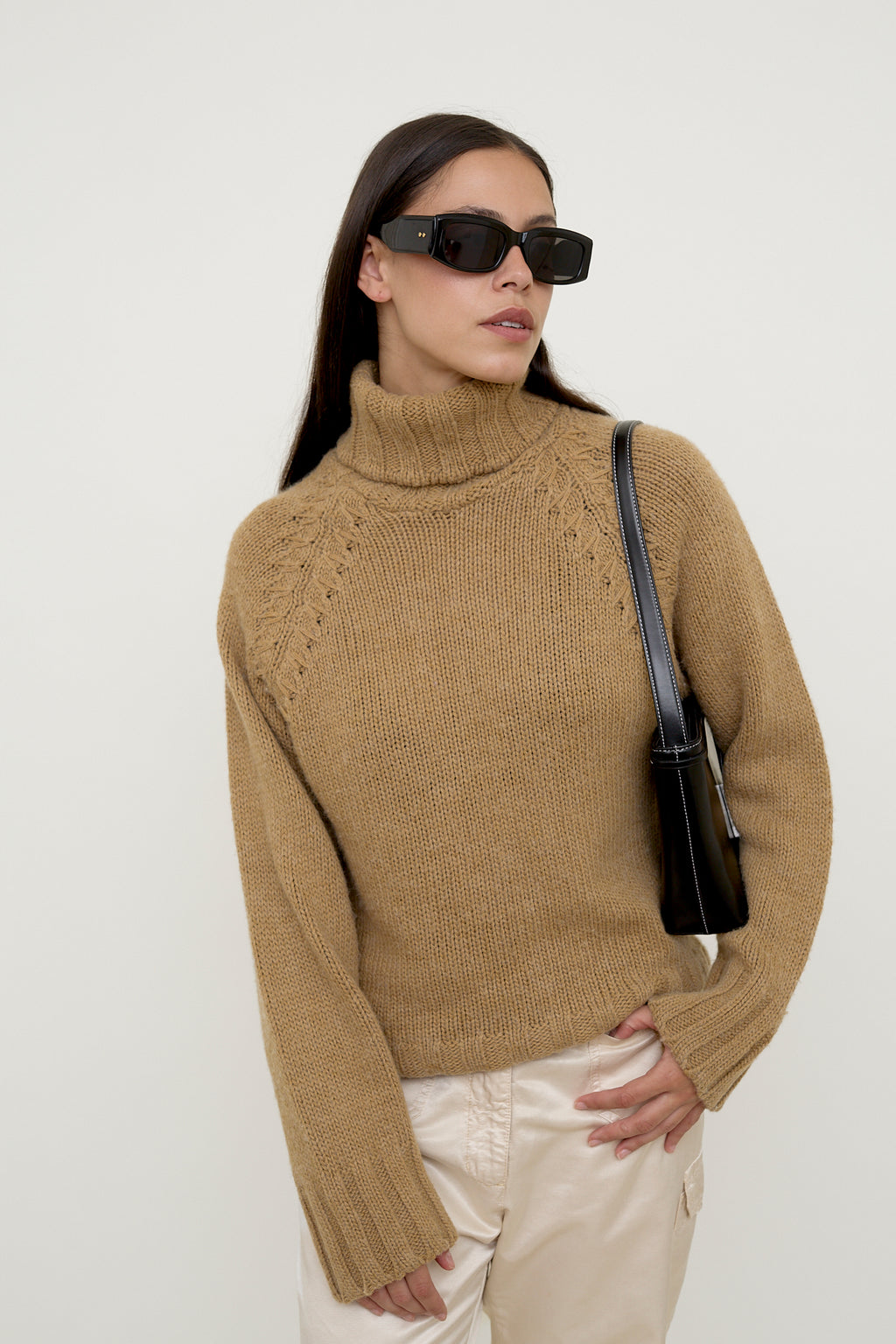 Camel wool turtleneck sweater