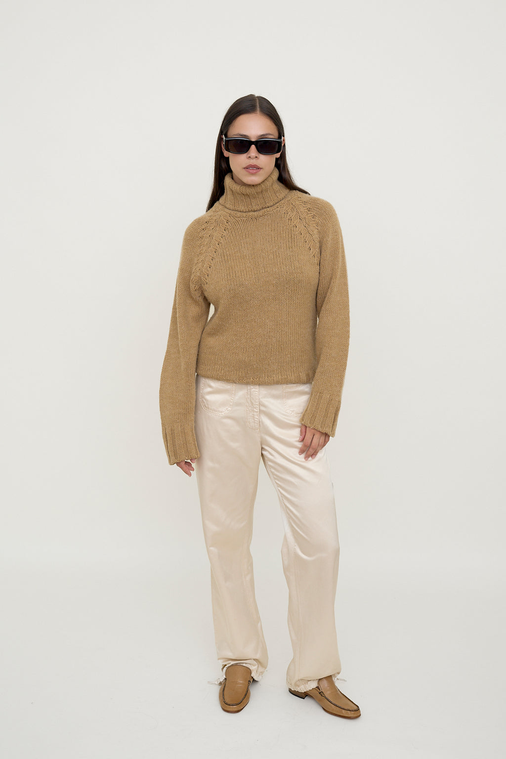Camel wool turtleneck sweater