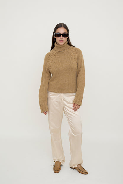 Beige wool turtleneck