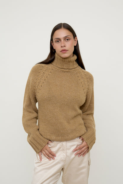 Beige wool turtleneck