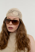 Crocheted floral bonnet