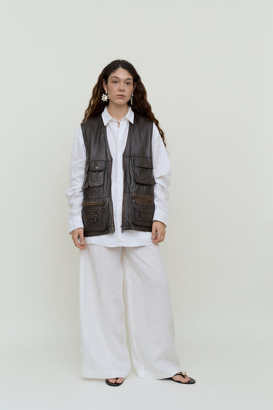 Unisex vintage leather vest