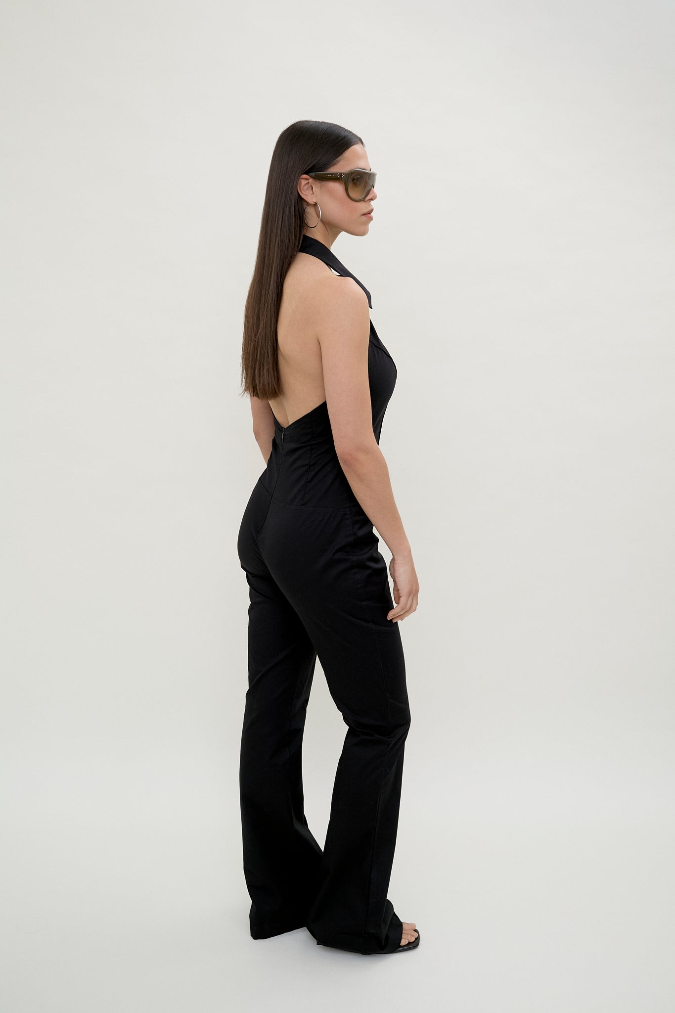 2000s black halter jumpsuit