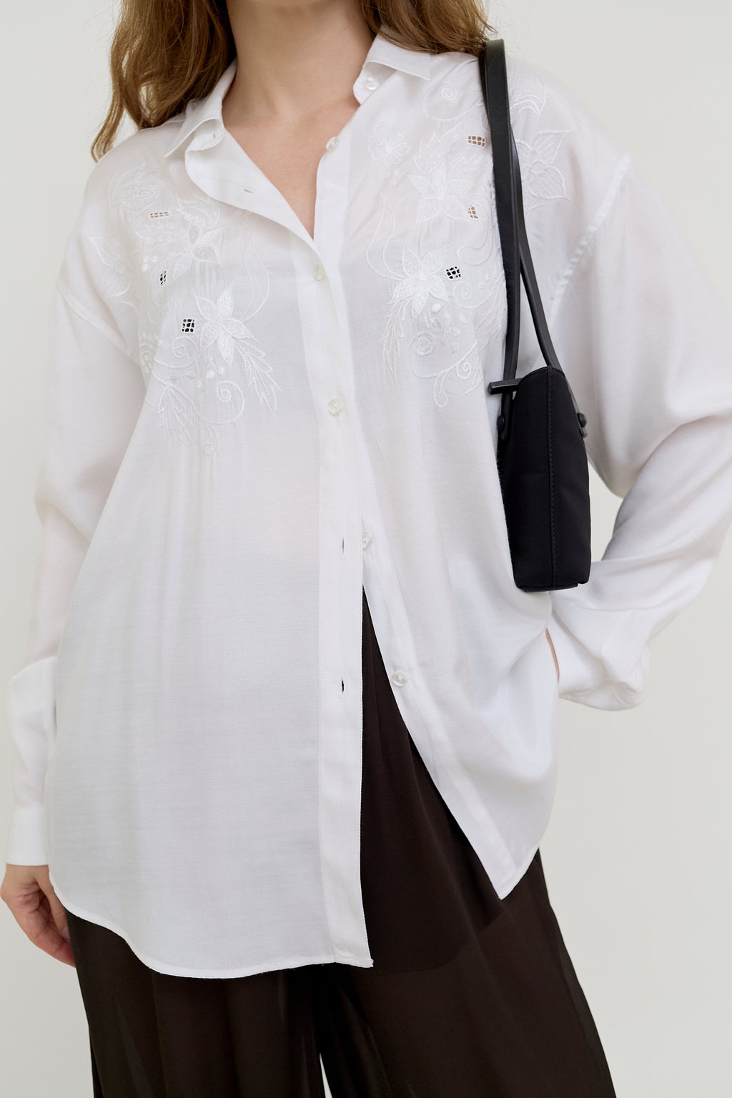 White Thai silk embroidered blouse