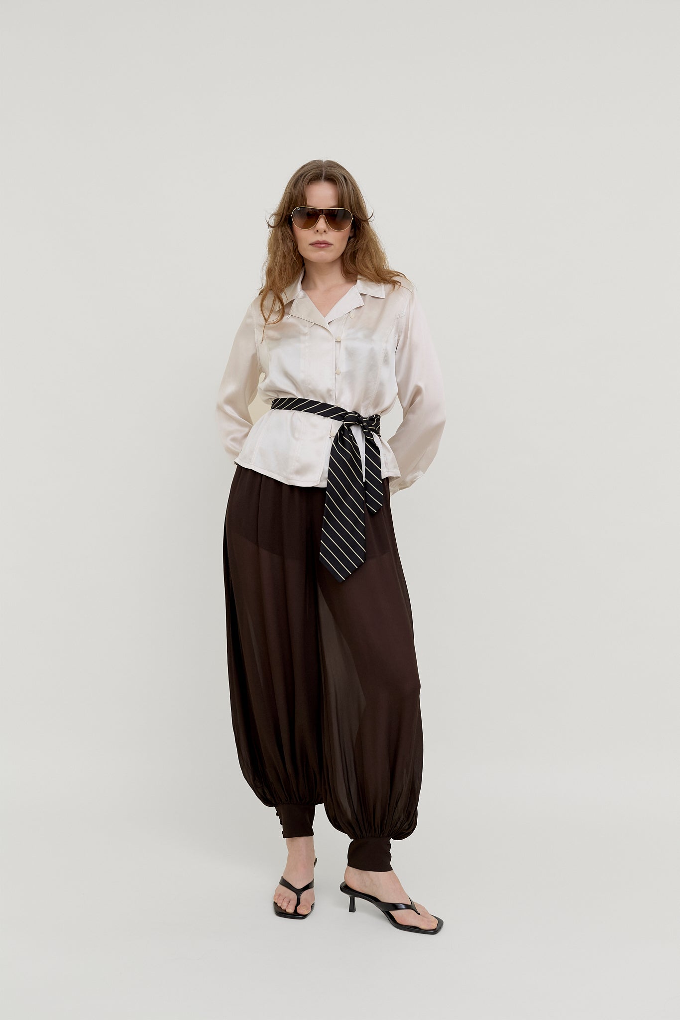 Champagne silk satin blouse