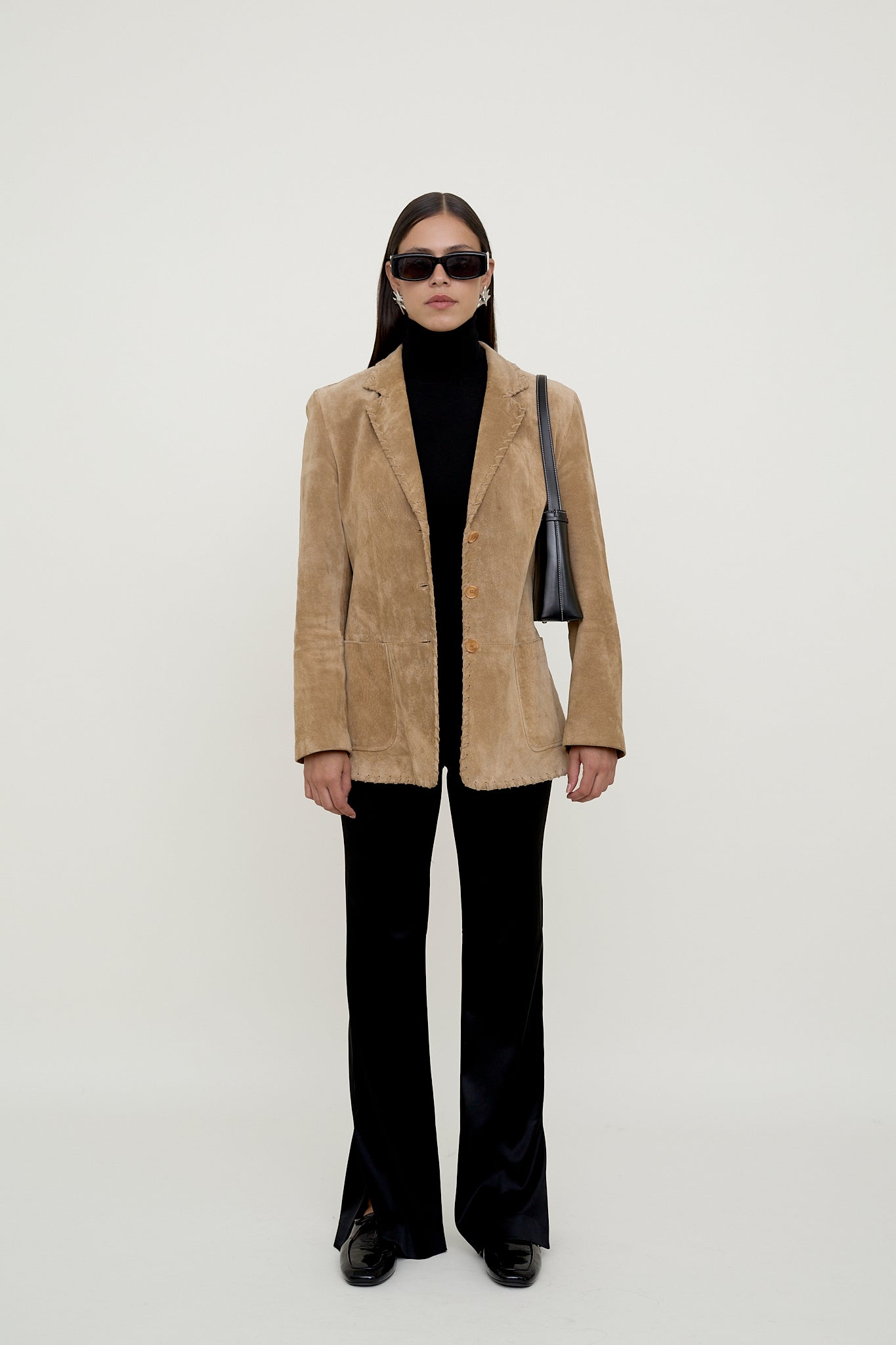 Classic camel suede blazer