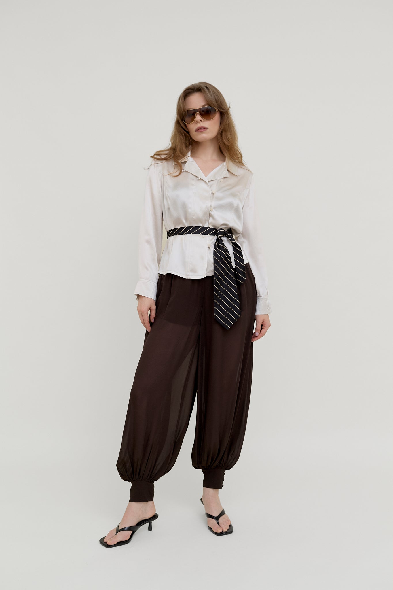 Champagne silk satin blouse