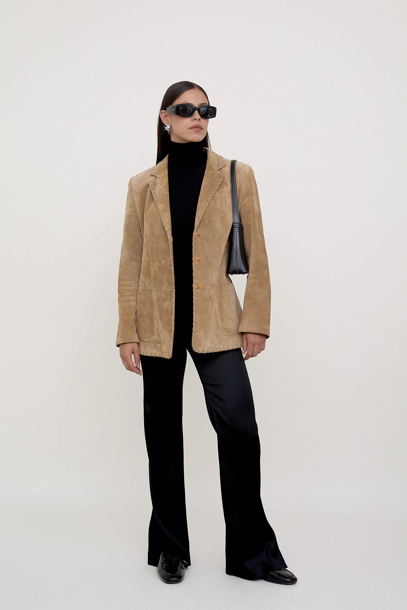 Classic camel suede blazer