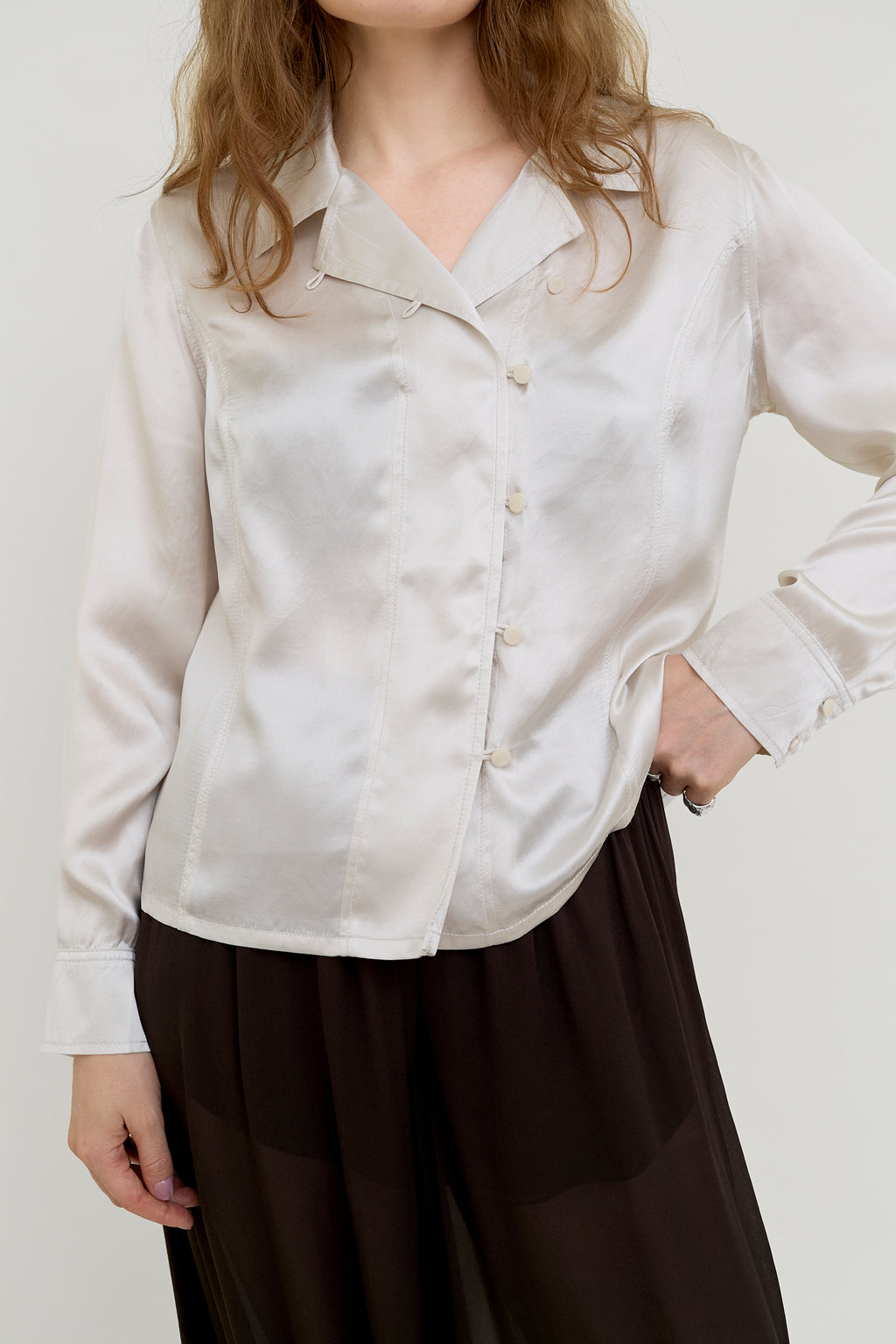 Champagne silk satin blouse