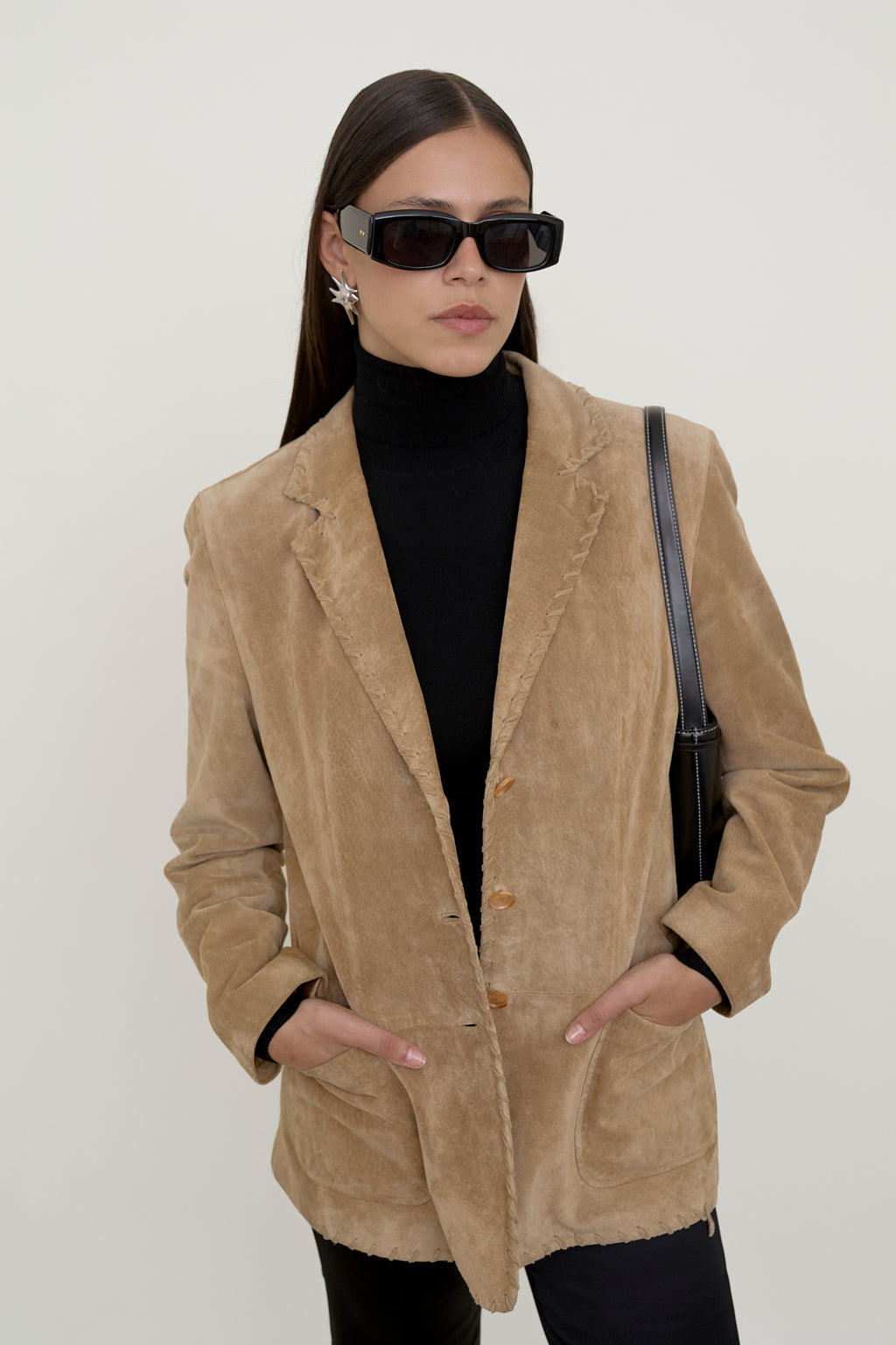 Classic camel suede blazer