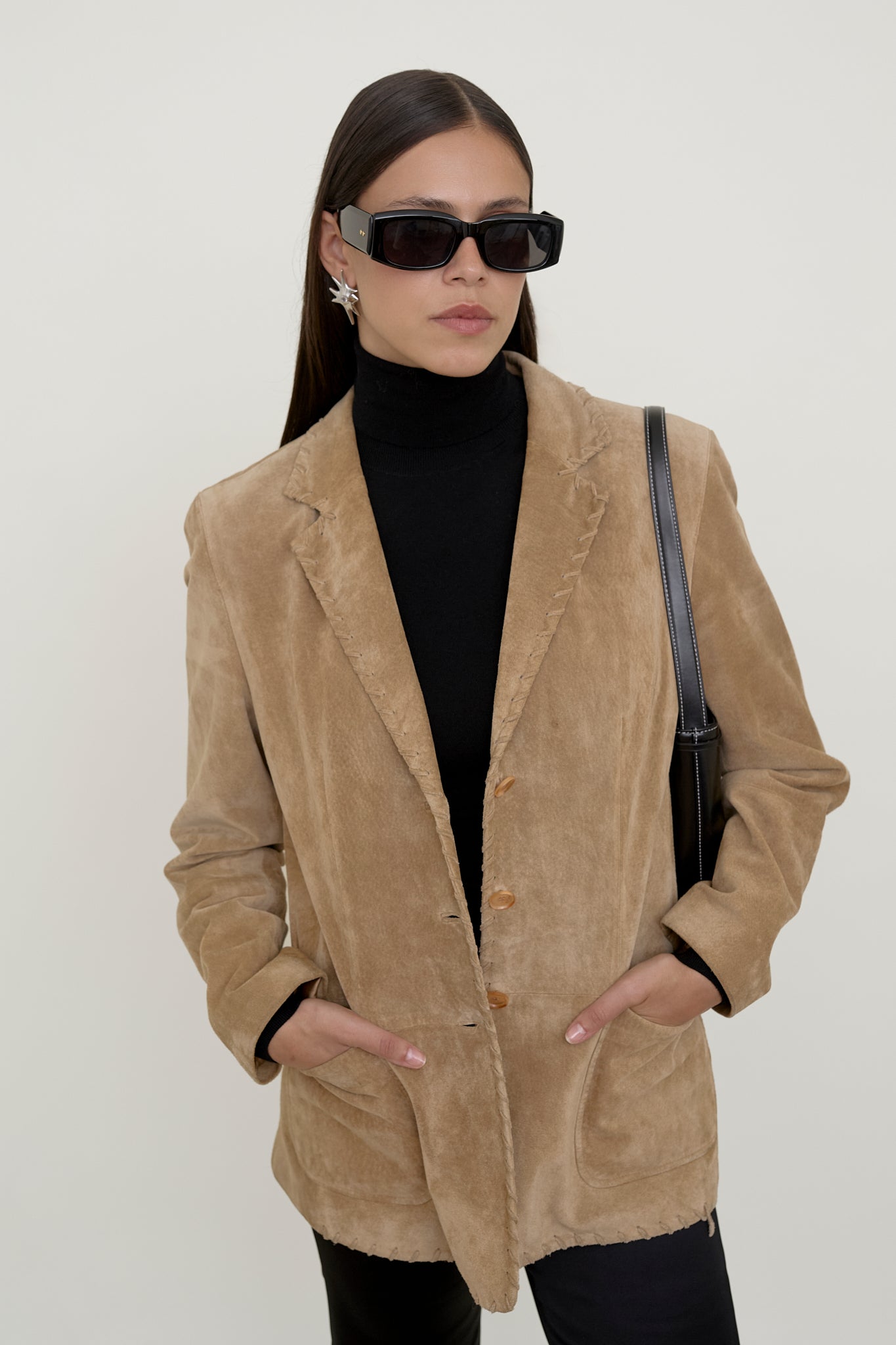 Classic camel suede blazer