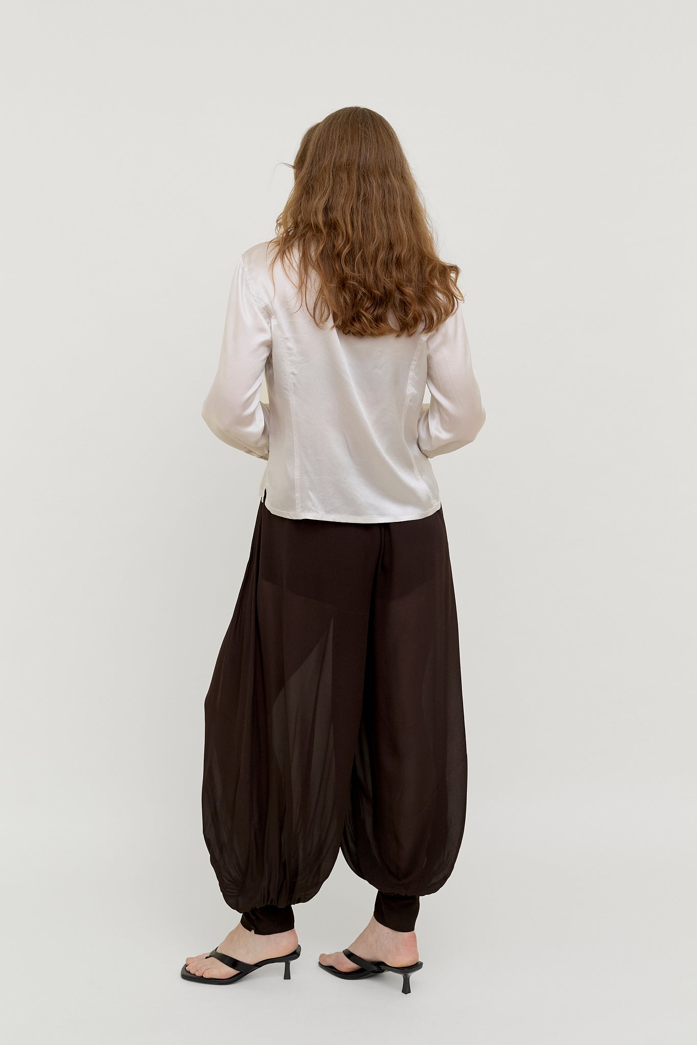 Champagne silk satin blouse