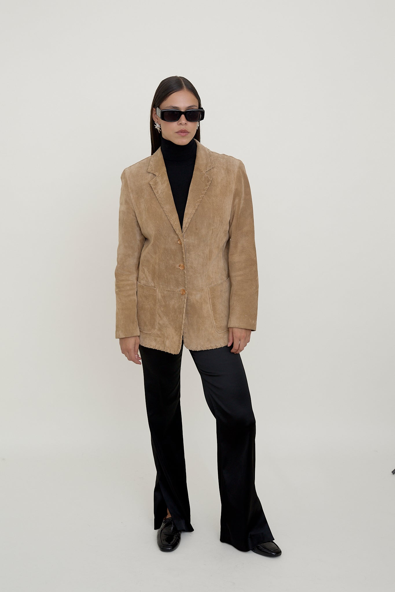 Classic camel suede blazer