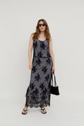 Vintage black lace slip dress