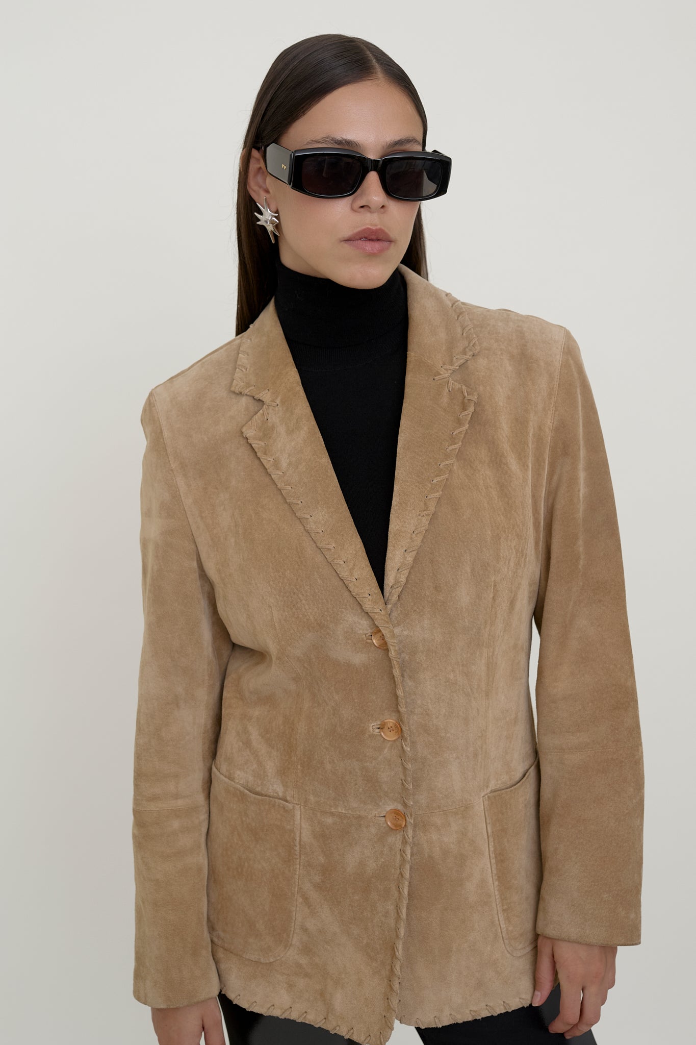 Classic camel suede blazer