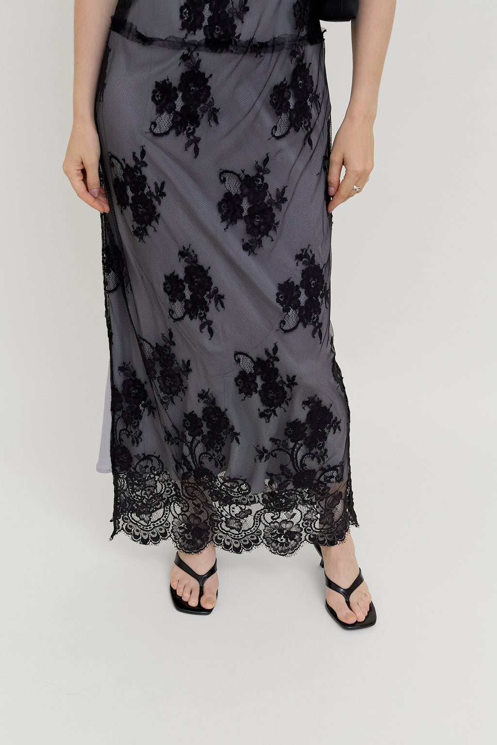 Vintage black lace slip dress