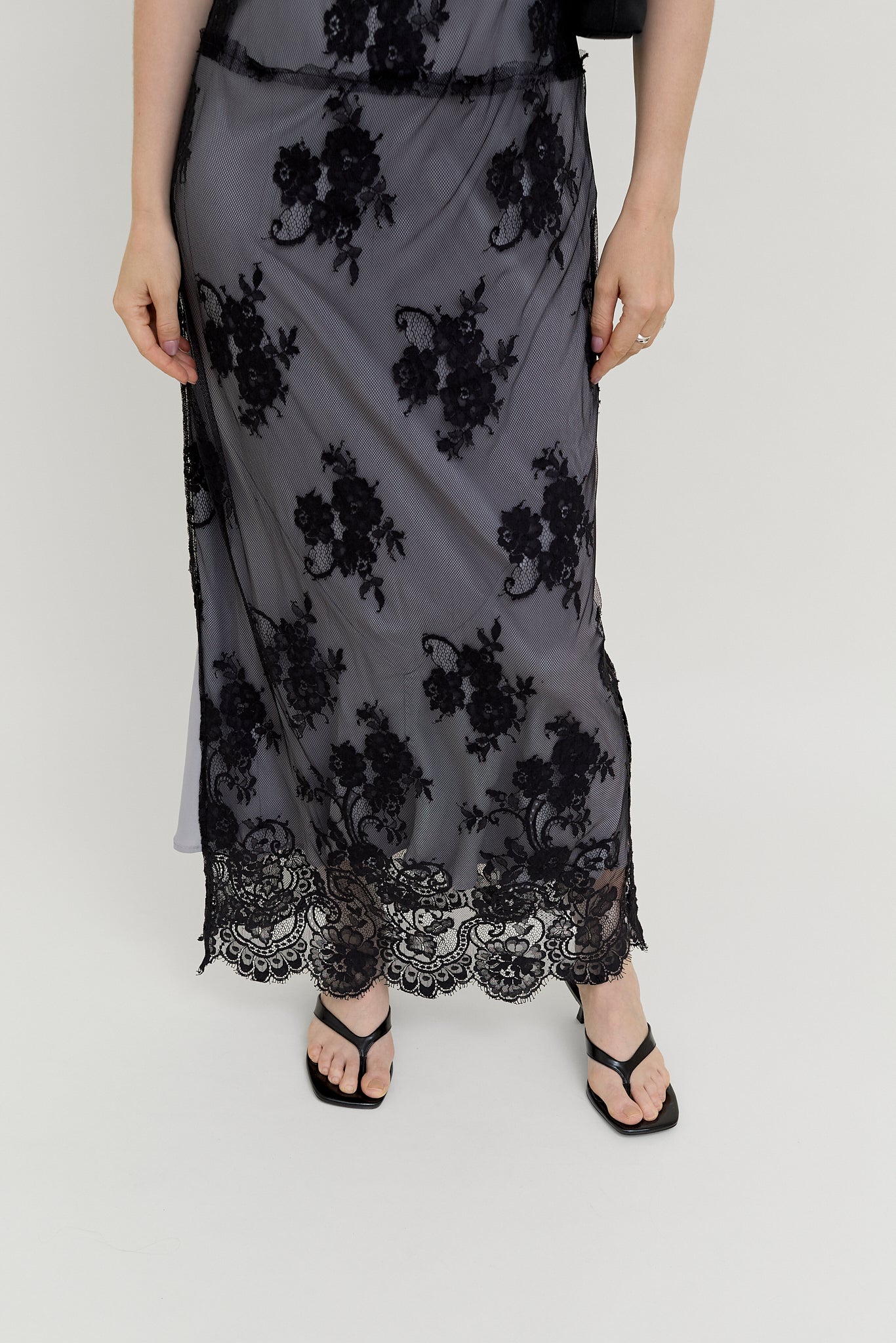 Vintage black lace slip dress